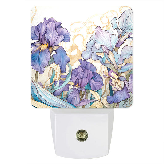 Art Nouveaux Whispering Irises Custom LED Dusk to Dawn Night Light, Home Decor, Wall Art #5335