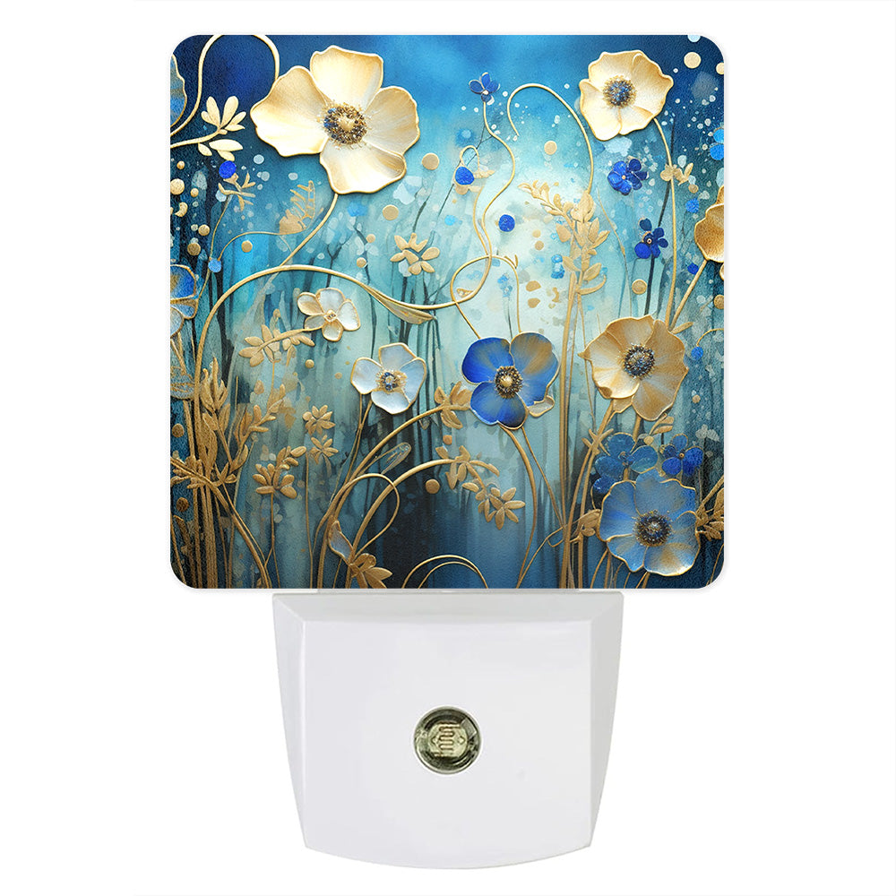 Gustav Klimt Inspired Midnight Gilded Garden Custom LED Dusk to Dawn Night Light, Home Decor, Wall Art #5336