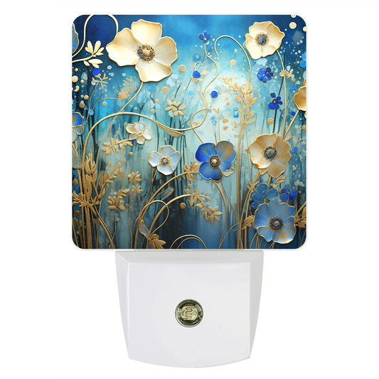 Gustav Klimt Inspired Midnight Gilded Garden Custom LED Dusk to Dawn Night Light, Home Decor, Wall Art #5336
