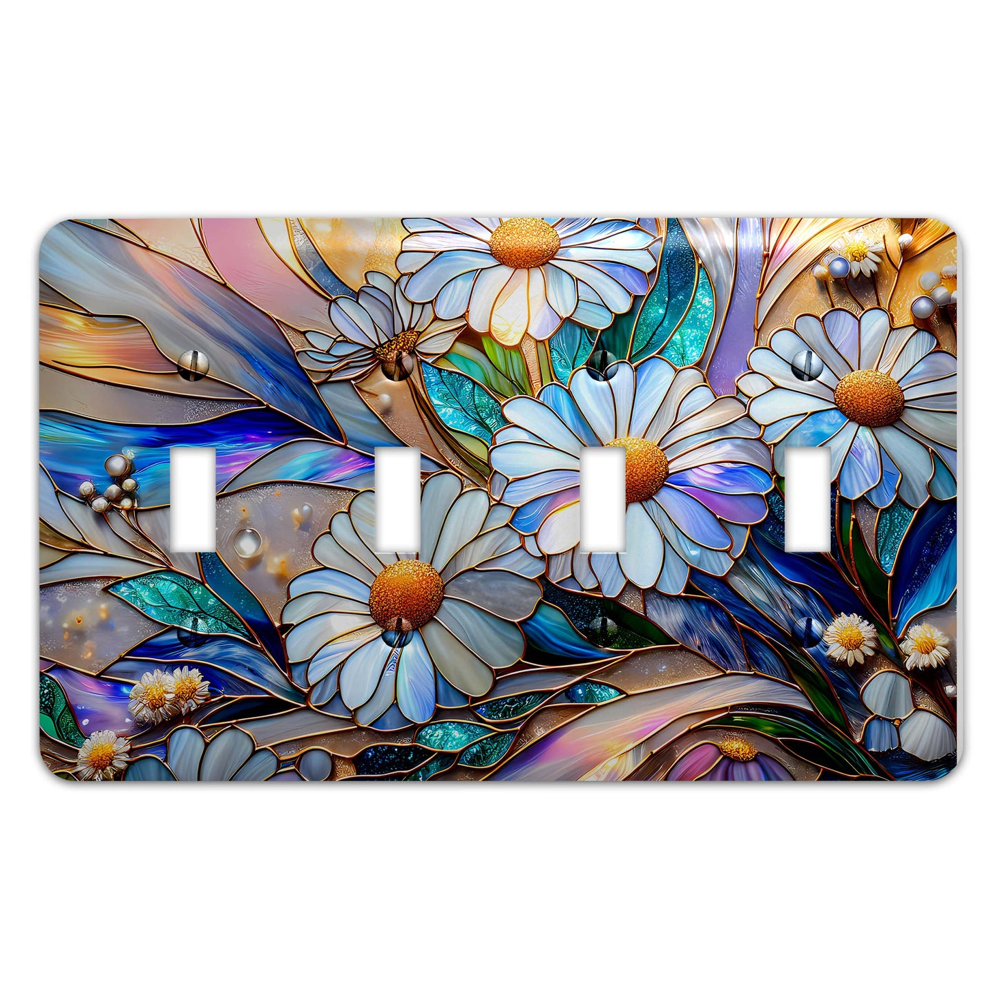 Luminescent Daisies Light Switch Cover - Decorative Floral Wallplate for Home Decor, Multiple Sizes Available