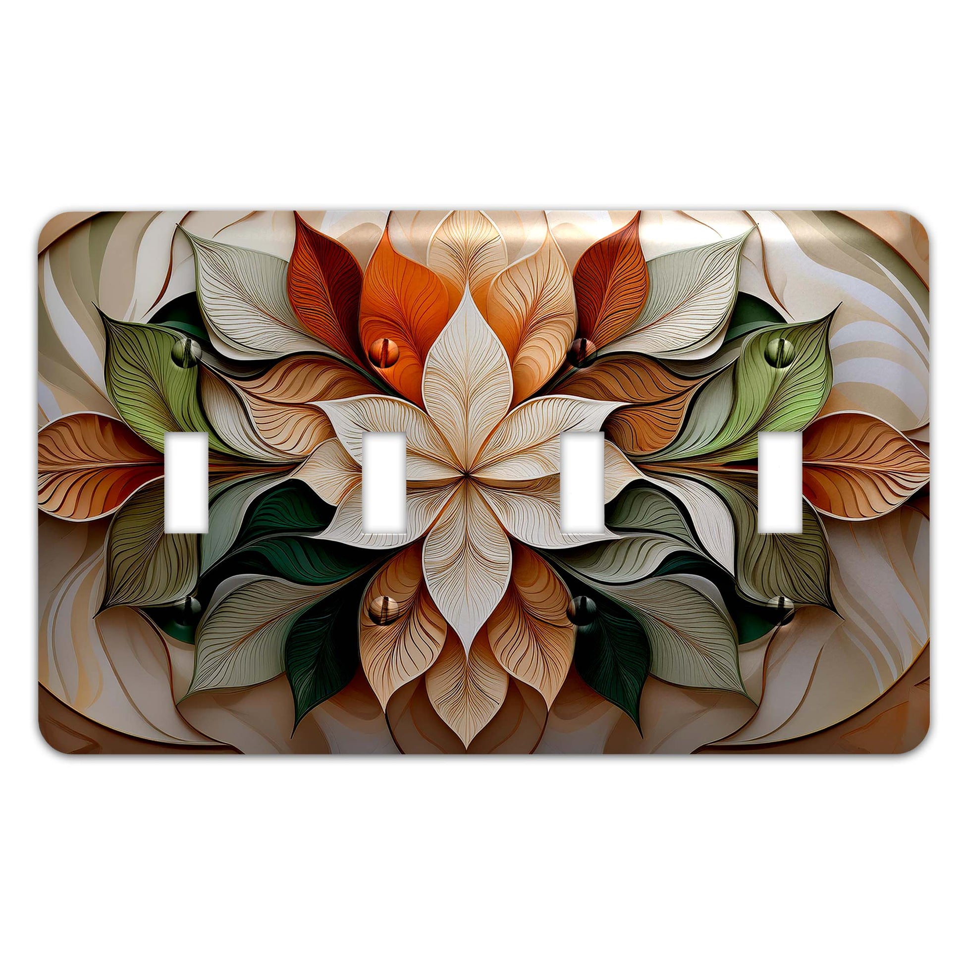 Intricate floral metal switch plate, flowers and leaves light switch cover, botanical metal switch cover, vintage floral wall plate, elegant switch plate
