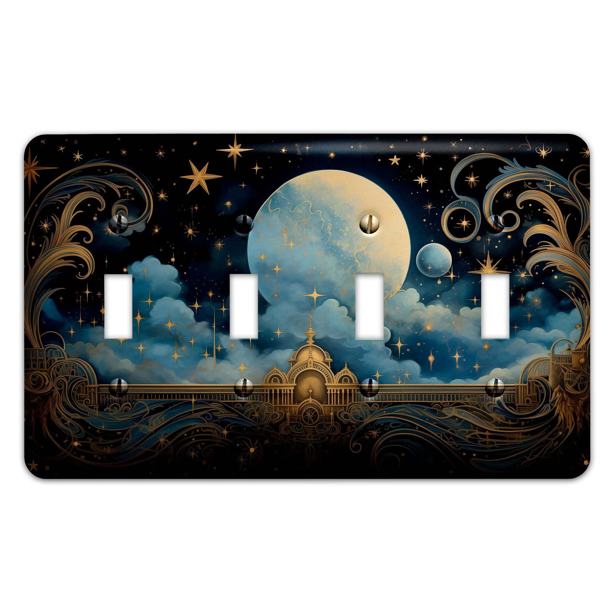 Celestial Punk Light Switch Cover – Decorative wallplate with cosmic galaxy design, perfect for adding an edgy aesthetic to home decor.