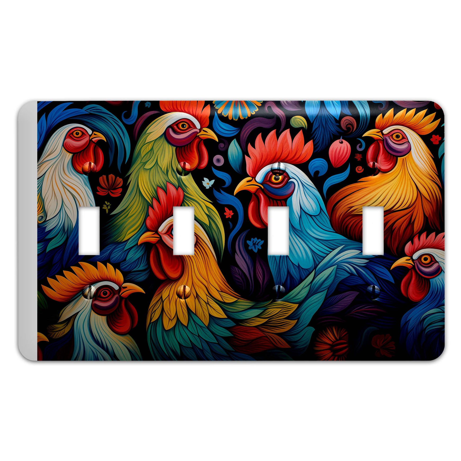 Feathered Fiesta Light Switch Cover – Colorful Decorative Wallplate for Home Decor, Available in Multiple Sizes