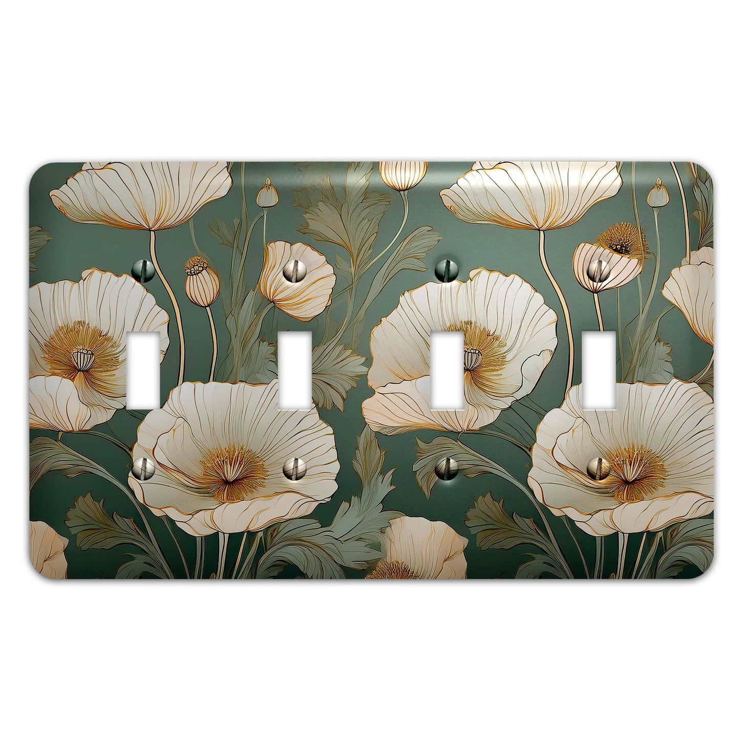 Vintage Floral on Sage Green Decorative Switchplate | Light Switch Cover, Multiple Sizes, Home Decor - #5352