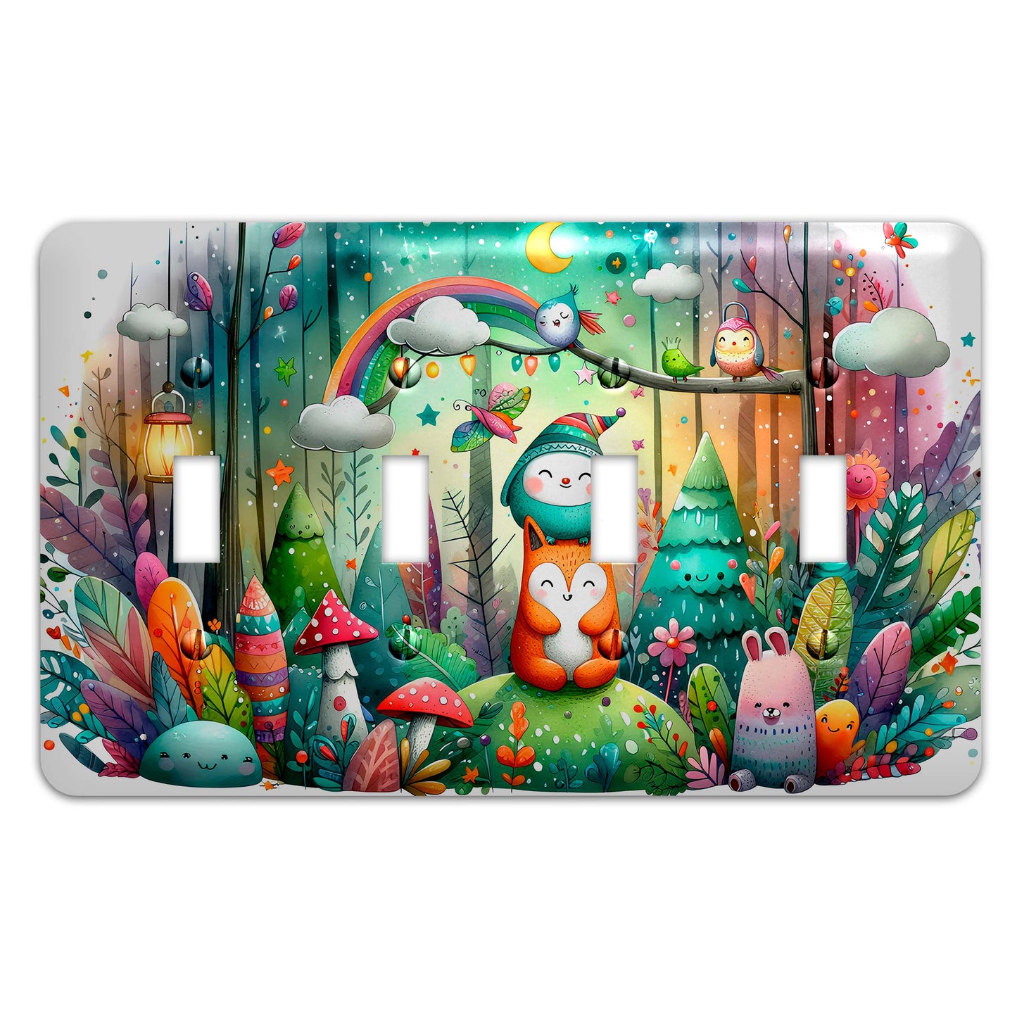 Enchanted Forest Friends Decorative Switchplate | Metal Light Switch Cover, Multiple Sizes, Home Decor - #5364