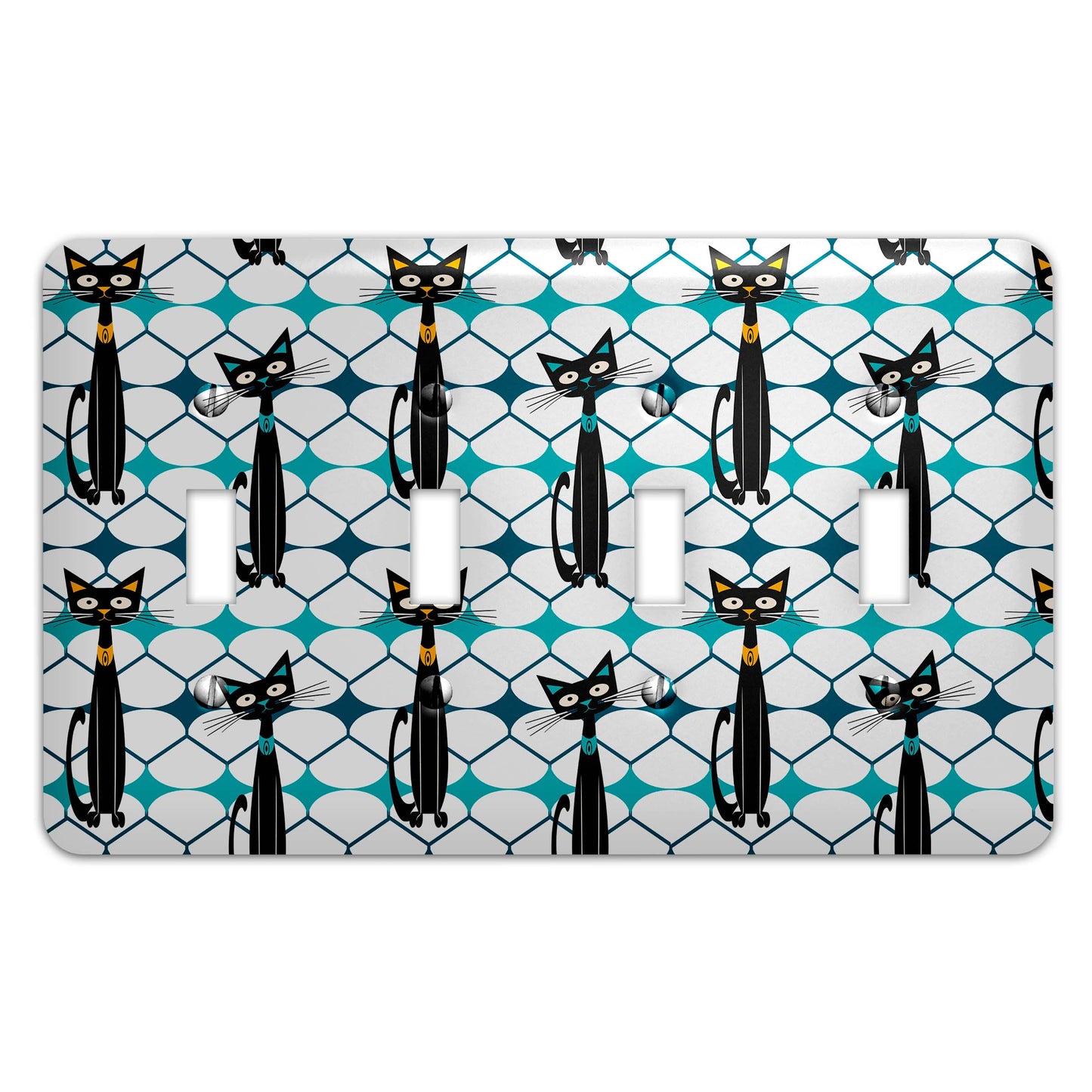 Mid Century Modern Atomic Cat Decorative Switchplate | Metal Light Switch Cover, Multiple Sizes, Home Decor - #5369