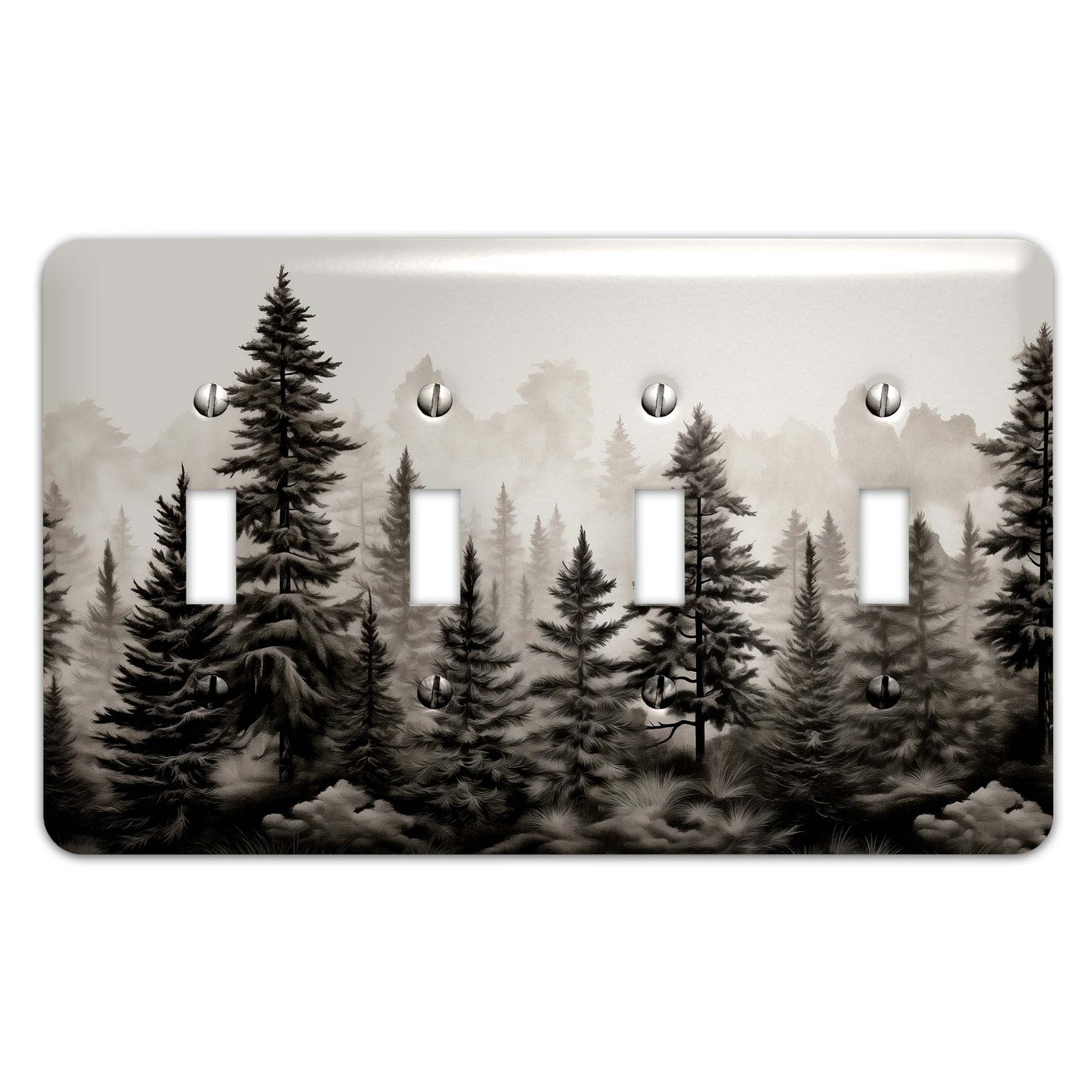 Monochrome Wilderness Decorative Switchplate | Metal Light Switch Cover, Multiple Sizes, Wall Art, Home Decor - #5386