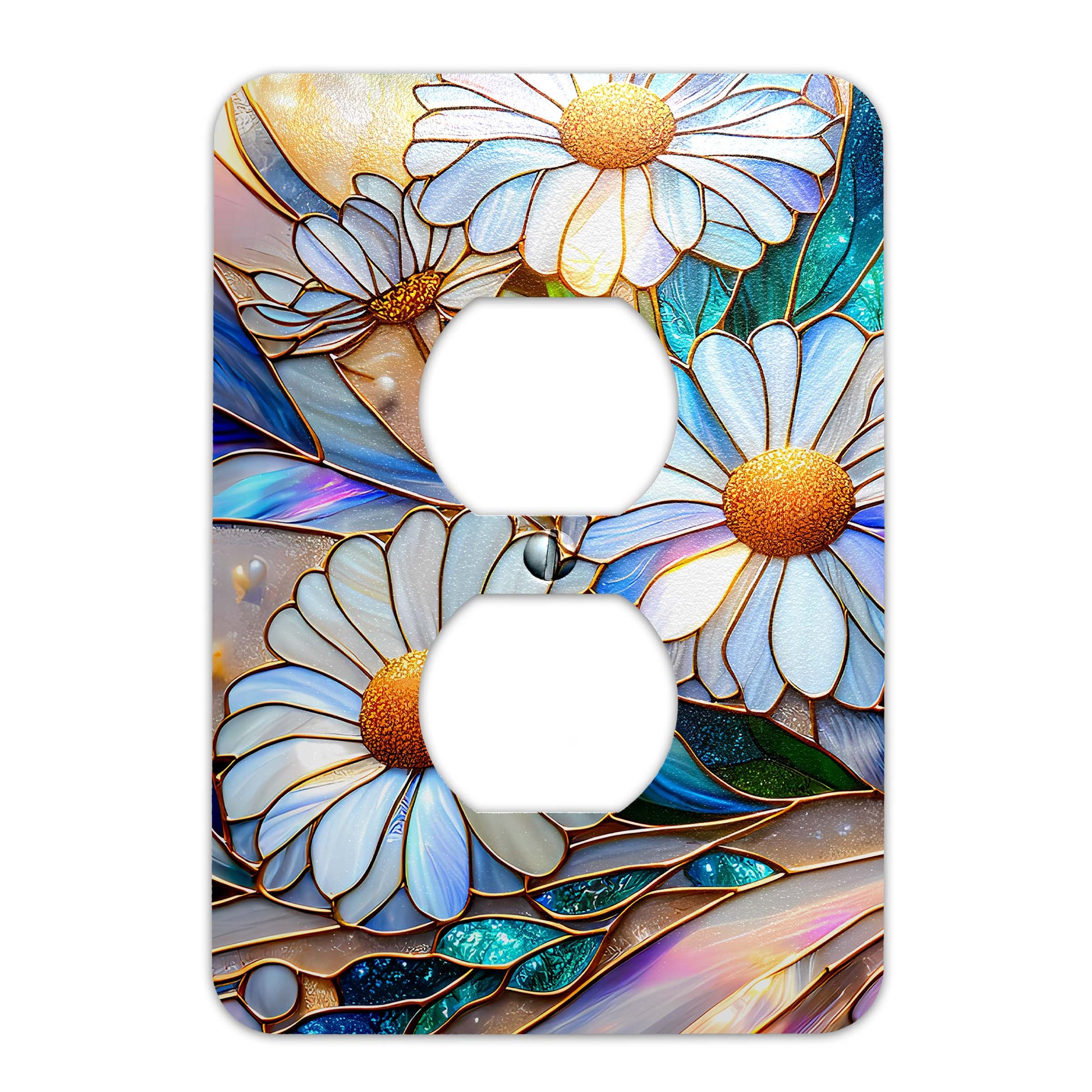 Luminescent Daisies Light Switch Cover - Decorative Floral Wallplate for Home Decor, Multiple Sizes Available