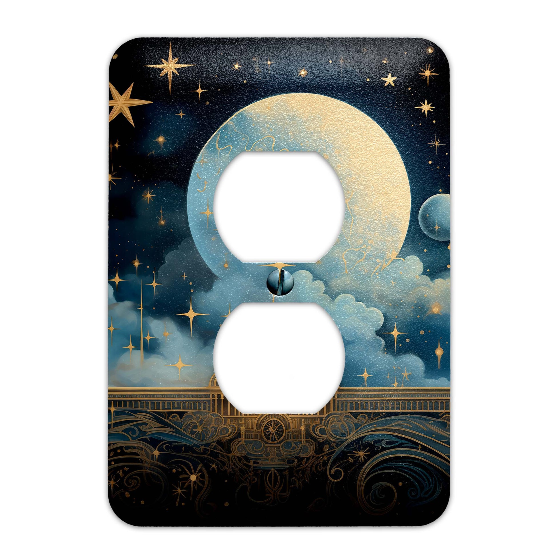 Celestial Punk Light Switch Cover – Decorative wallplate with cosmic galaxy design, perfect for adding an edgy aesthetic to home decor.