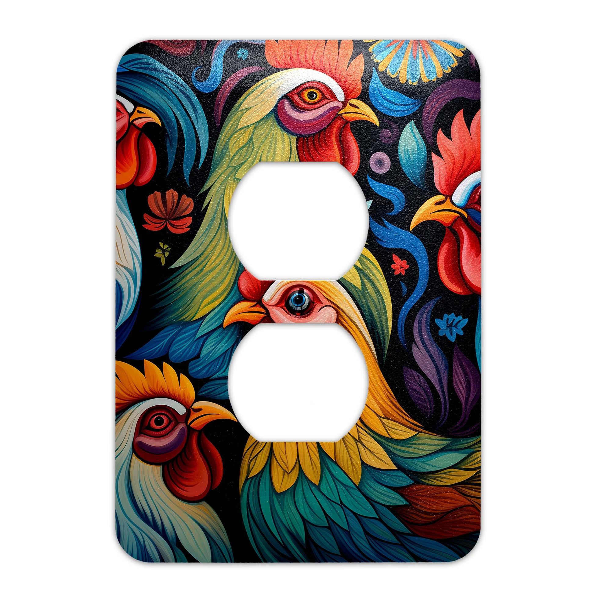 Feathered Fiesta Light Switch Cover – Colorful Decorative Wallplate for Home Decor, Available in Multiple Sizes