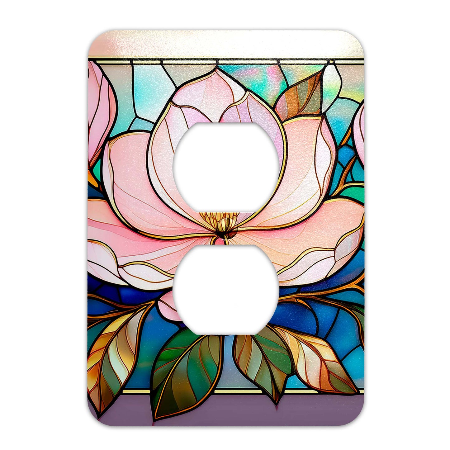 Magnolia Blooms on Stained Glass Decorative Switchplate | Light Switch Cover, Multiple Sizes, Home Decor - #5355