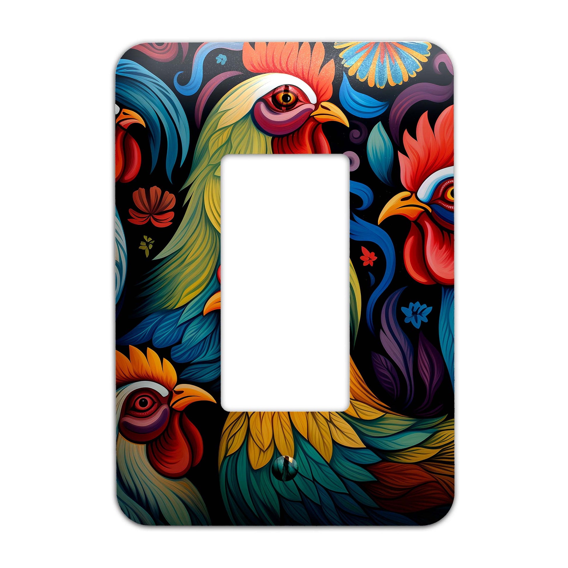 Feathered Fiesta Light Switch Cover – Colorful Decorative Wallplate for Home Decor, Available in Multiple Sizes