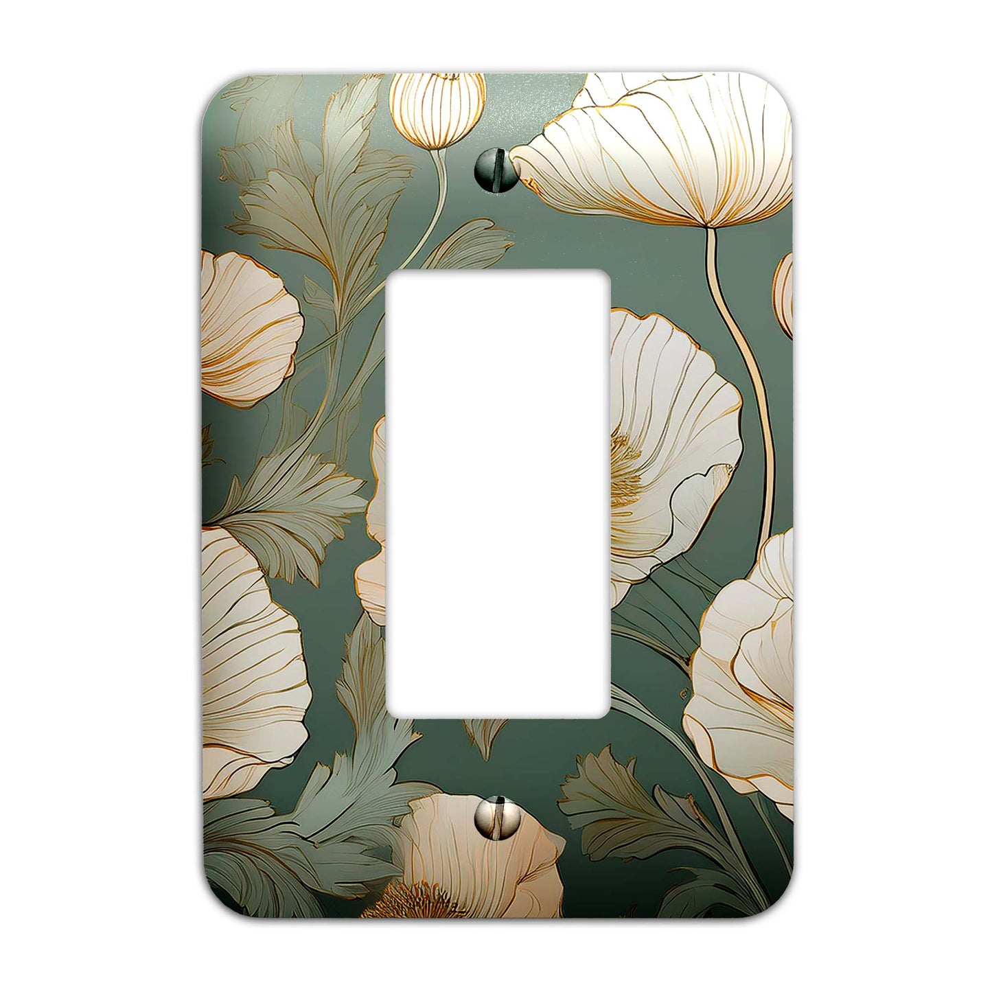 Vintage Floral on Sage Green Decorative Switchplate | Light Switch Cover, Multiple Sizes, Home Decor - #5352