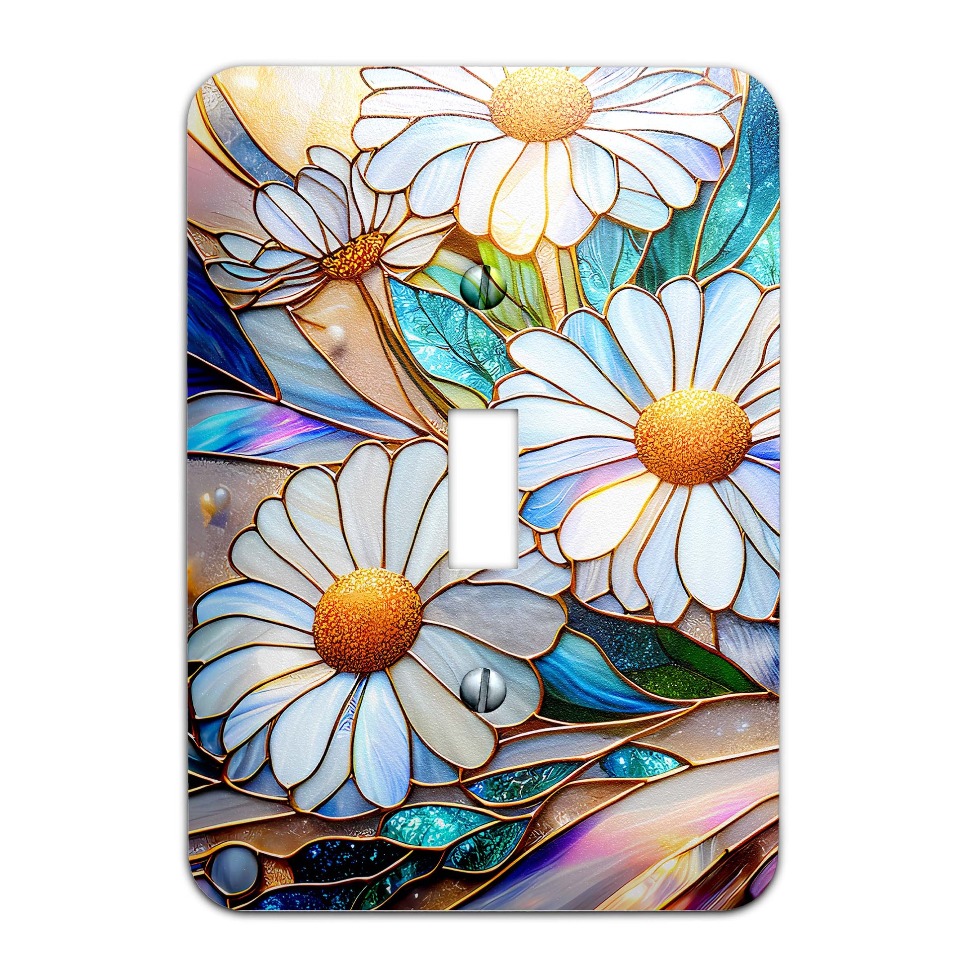 Luminescent Daisies Light Switch Cover - Decorative Floral Wallplate for Home Decor, Multiple Sizes Available