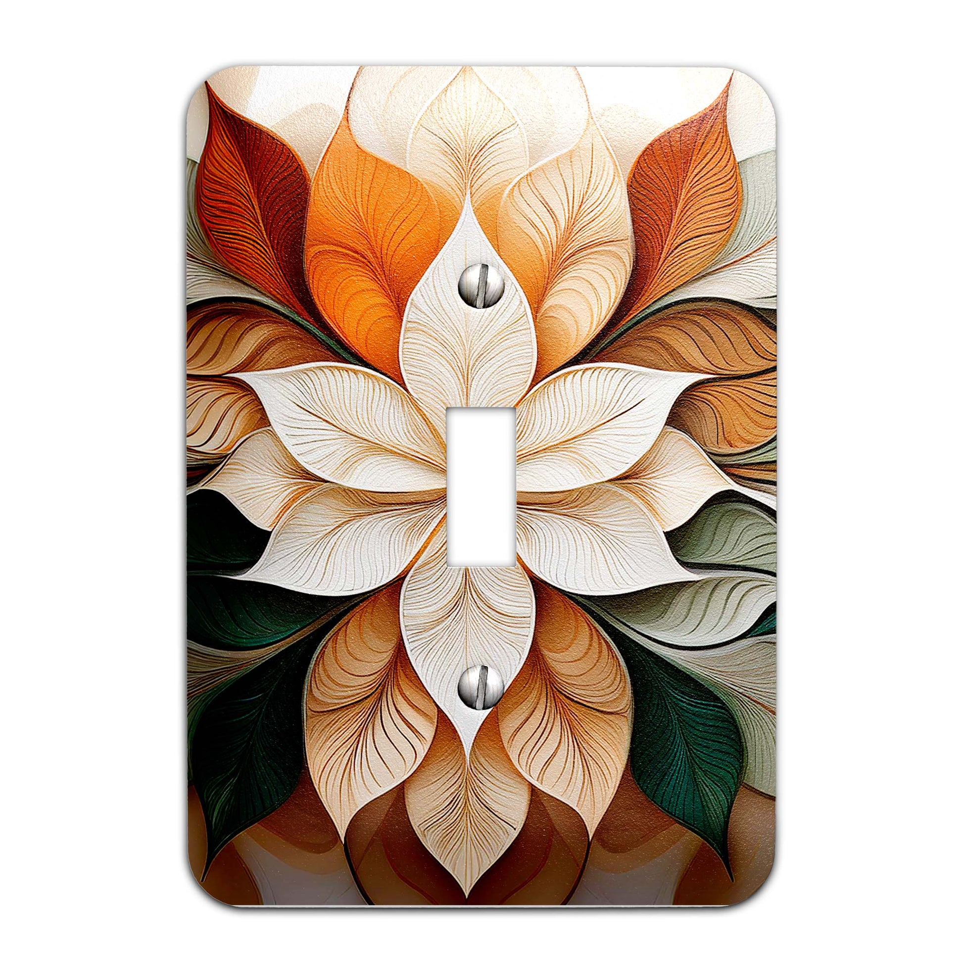 Intricate floral metal switch plate, flowers and leaves light switch cover, botanical metal switch cover, vintage floral wall plate, elegant switch plate