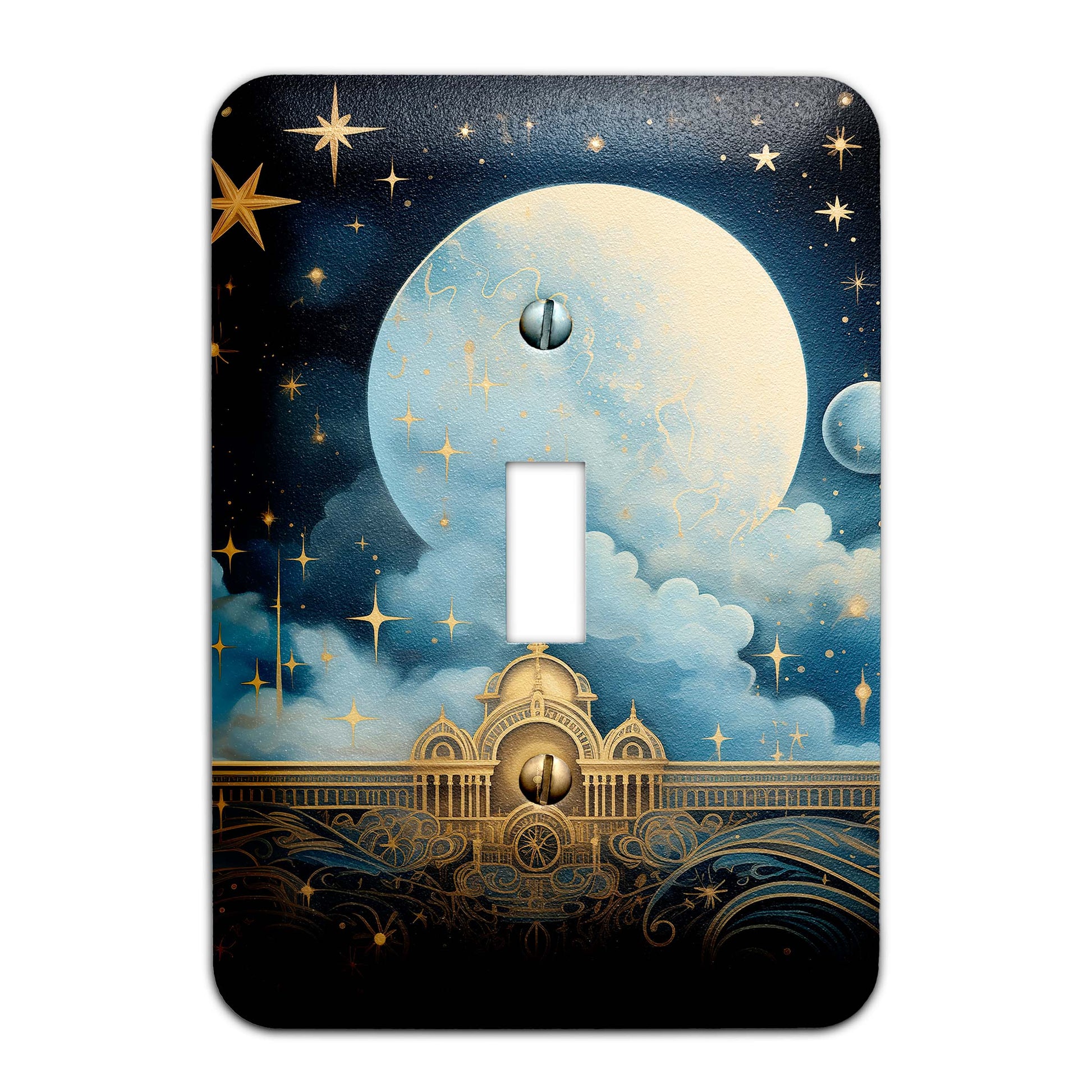 Celestial Punk Light Switch Cover – Decorative wallplate with cosmic galaxy design, perfect for adding an edgy aesthetic to home decor.