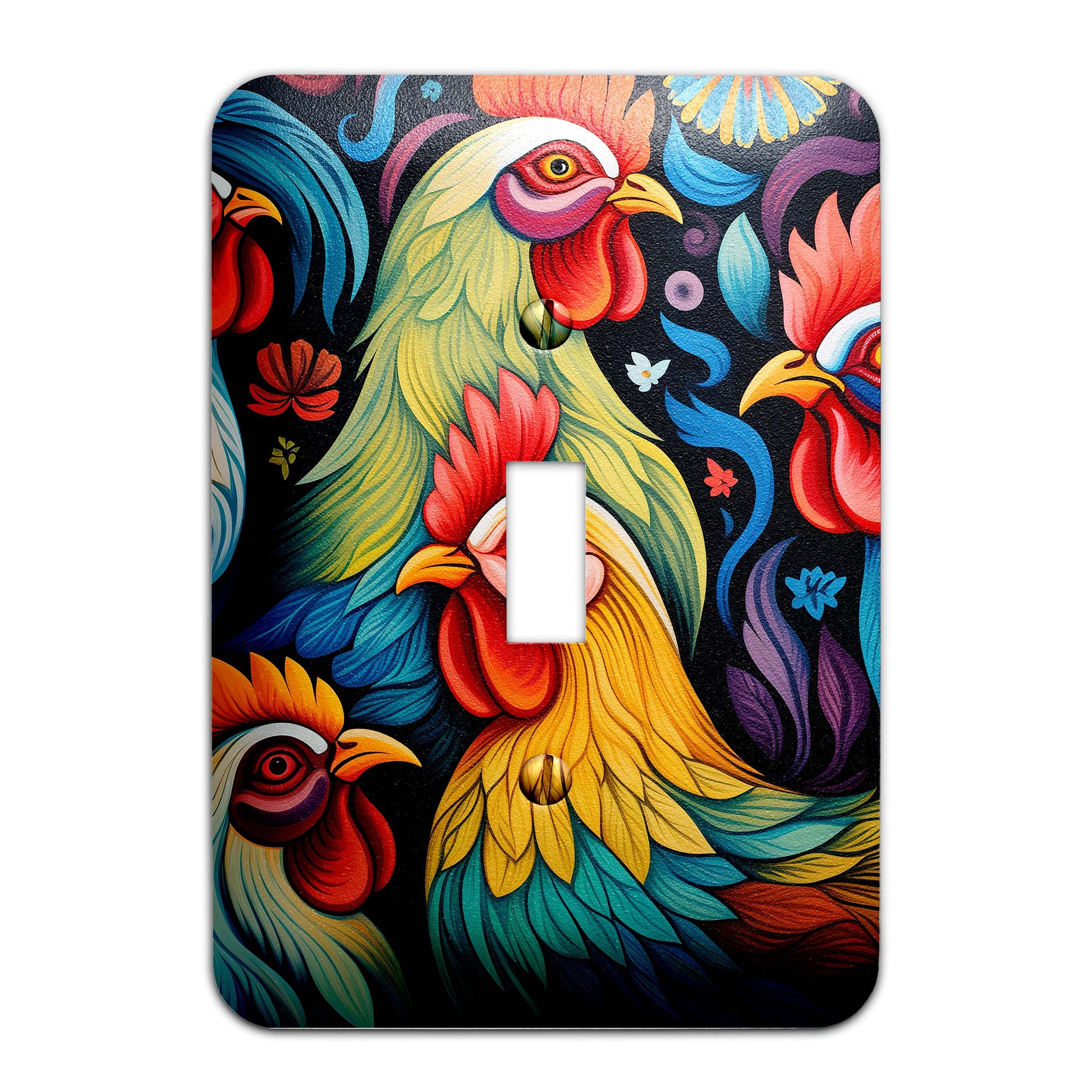 Feathered Fiesta Light Switch Cover – Colorful Decorative Wallplate for Home Decor, Available in Multiple Sizes