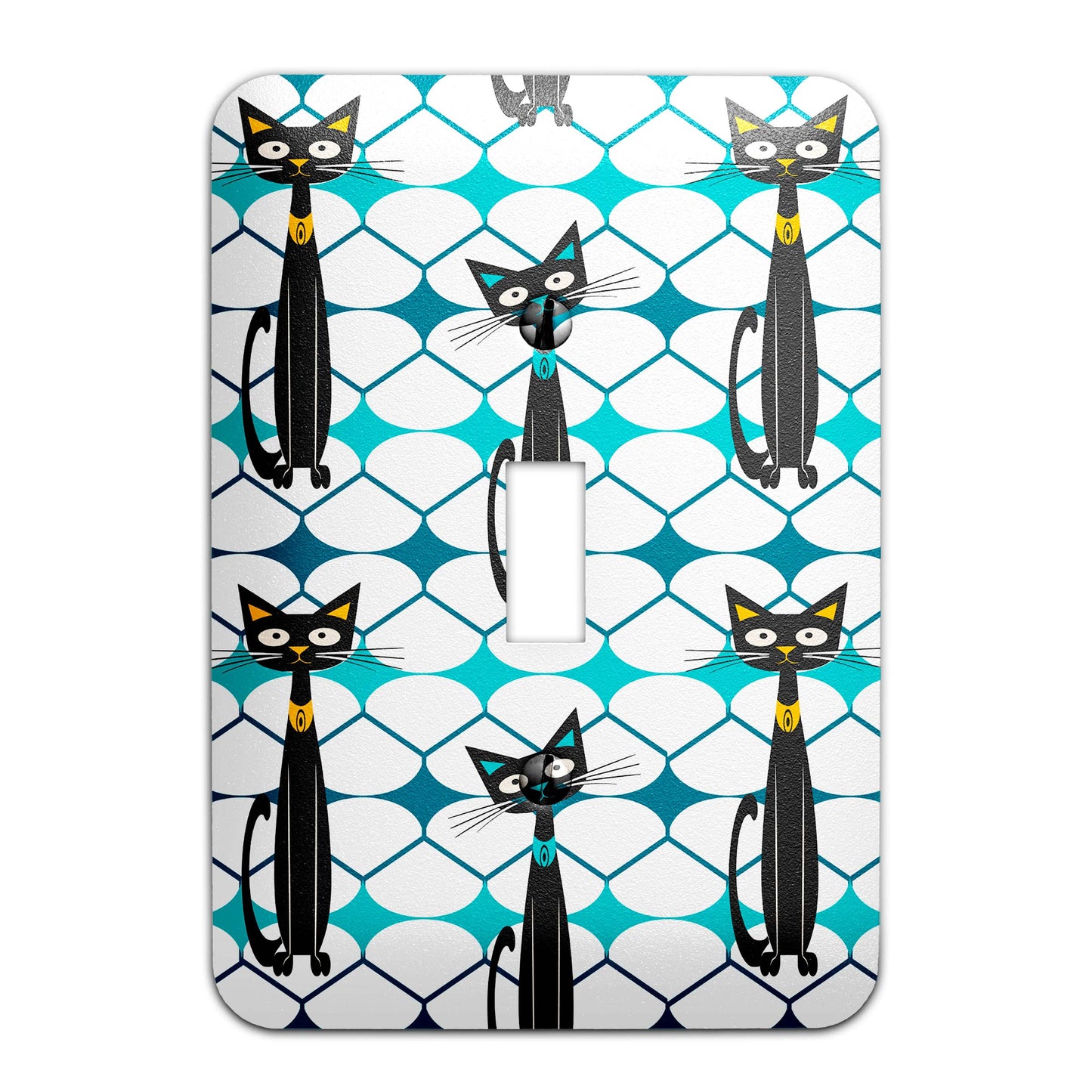 Mid Century Modern Atomic Cat Decorative Switchplate | Metal Light Switch Cover, Multiple Sizes, Home Decor - #5369