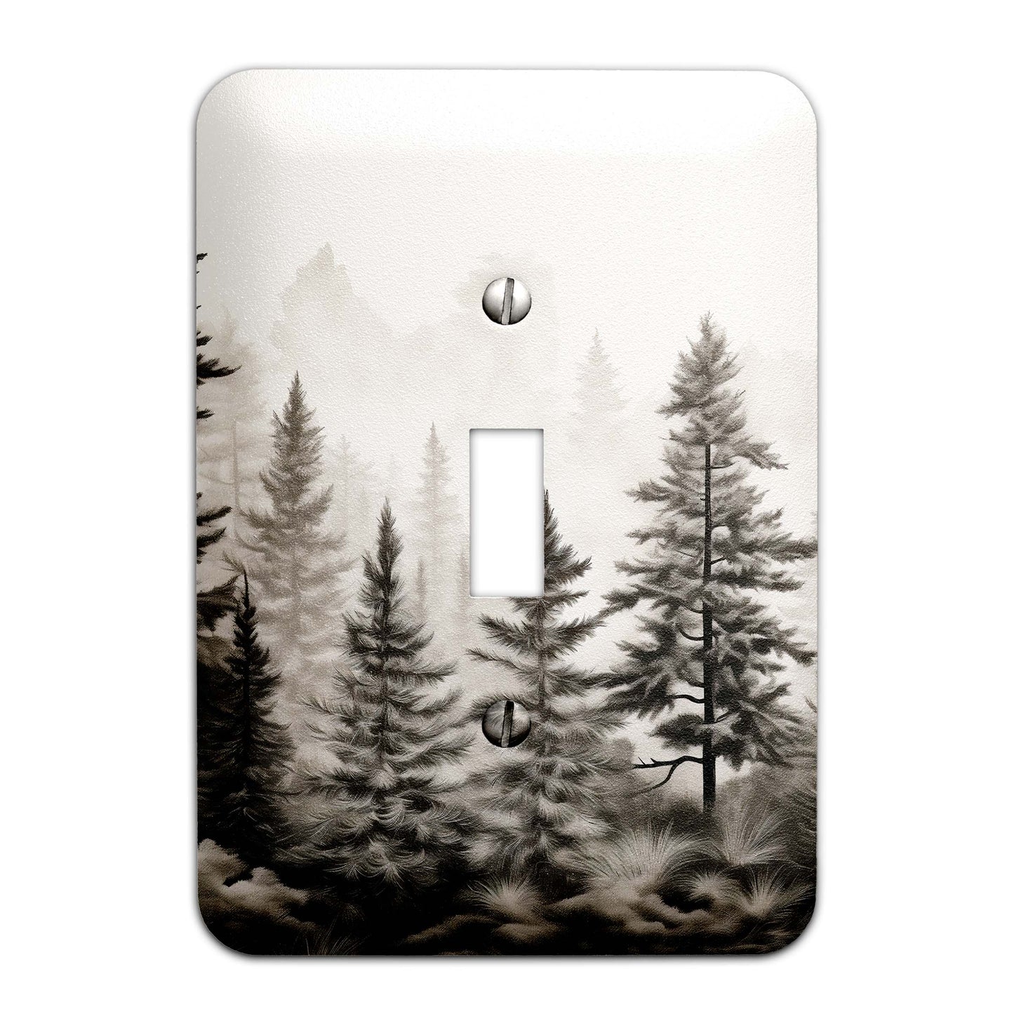 Monochrome Wilderness Decorative Switchplate | Metal Light Switch Cover, Multiple Sizes, Wall Art, Home Decor - #5386