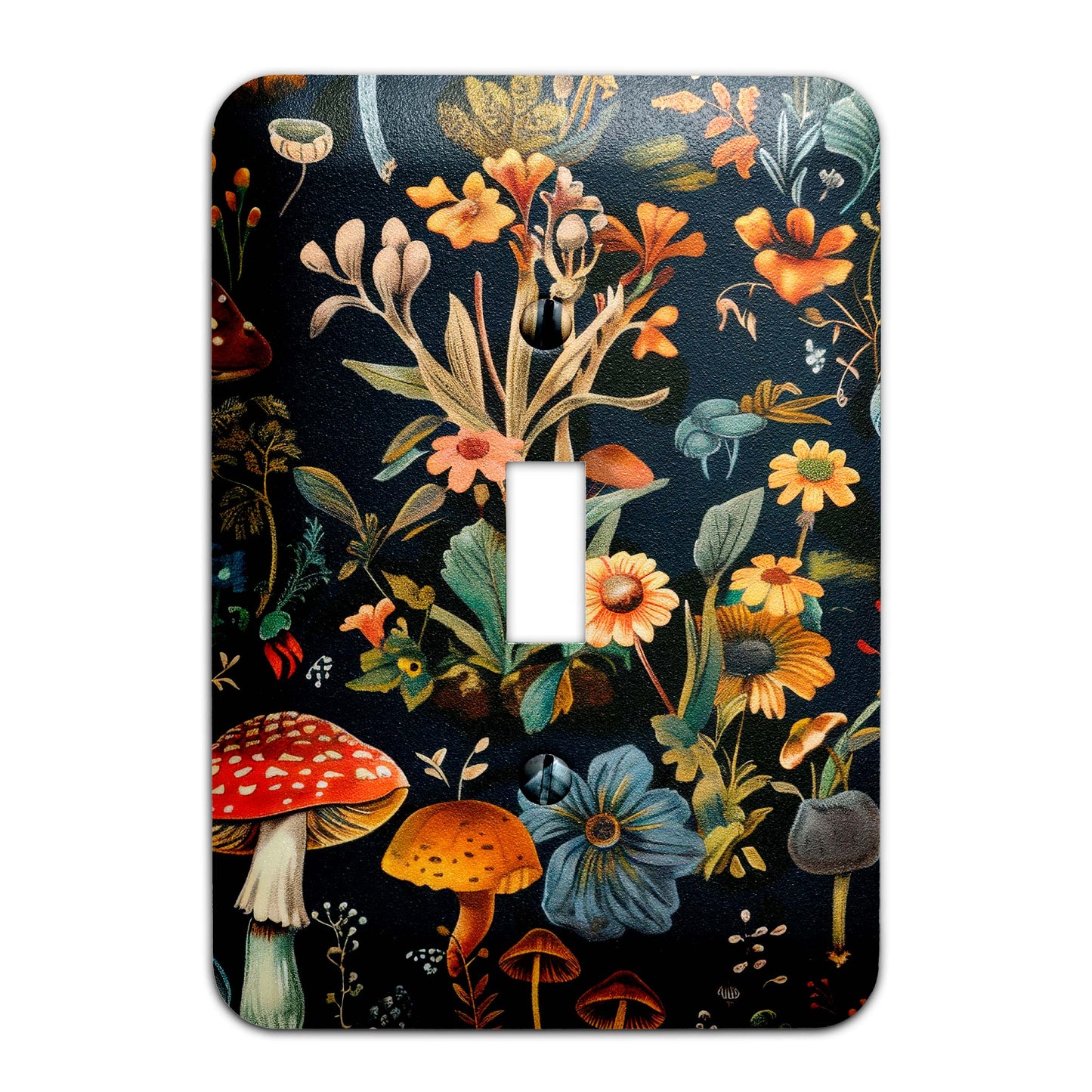 Mystic Mushrooms & Wildflowers Decorative Switchplate | Metal Light Switch Cover, Multiple Sizes, Wall Art, Home Decor - #5388