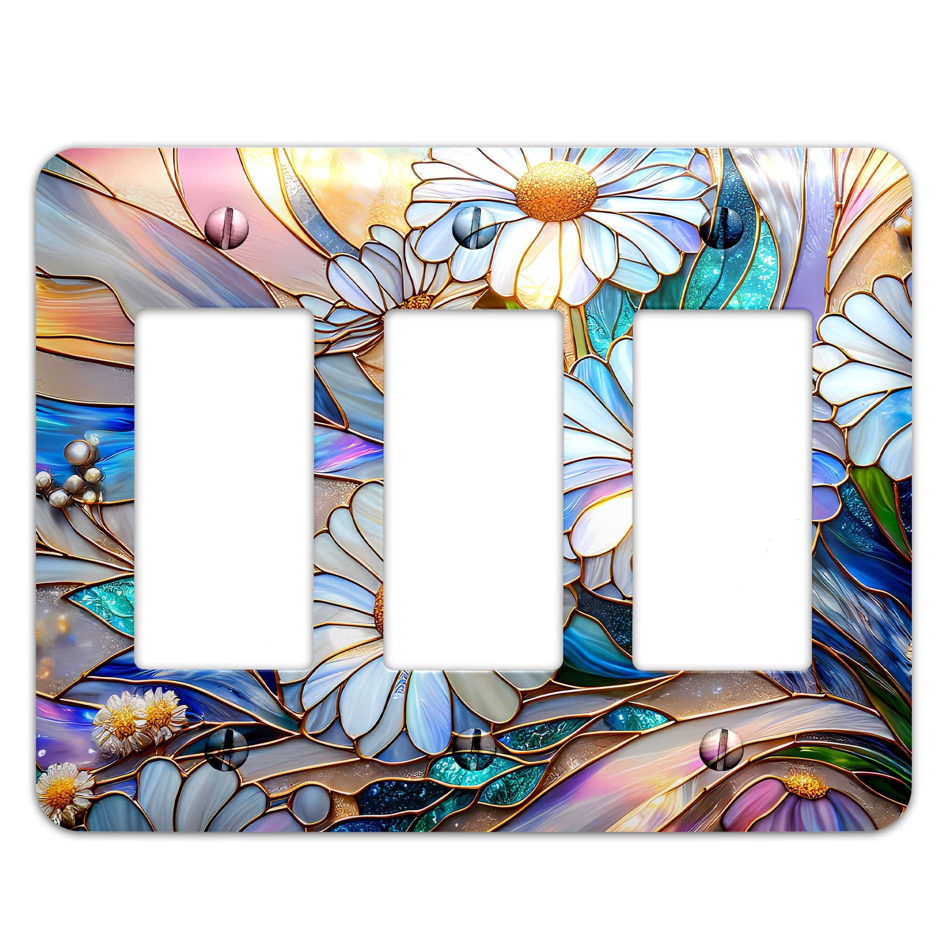 Luminescent Daisies Light Switch Cover - Decorative Floral Wallplate for Home Decor, Multiple Sizes Available