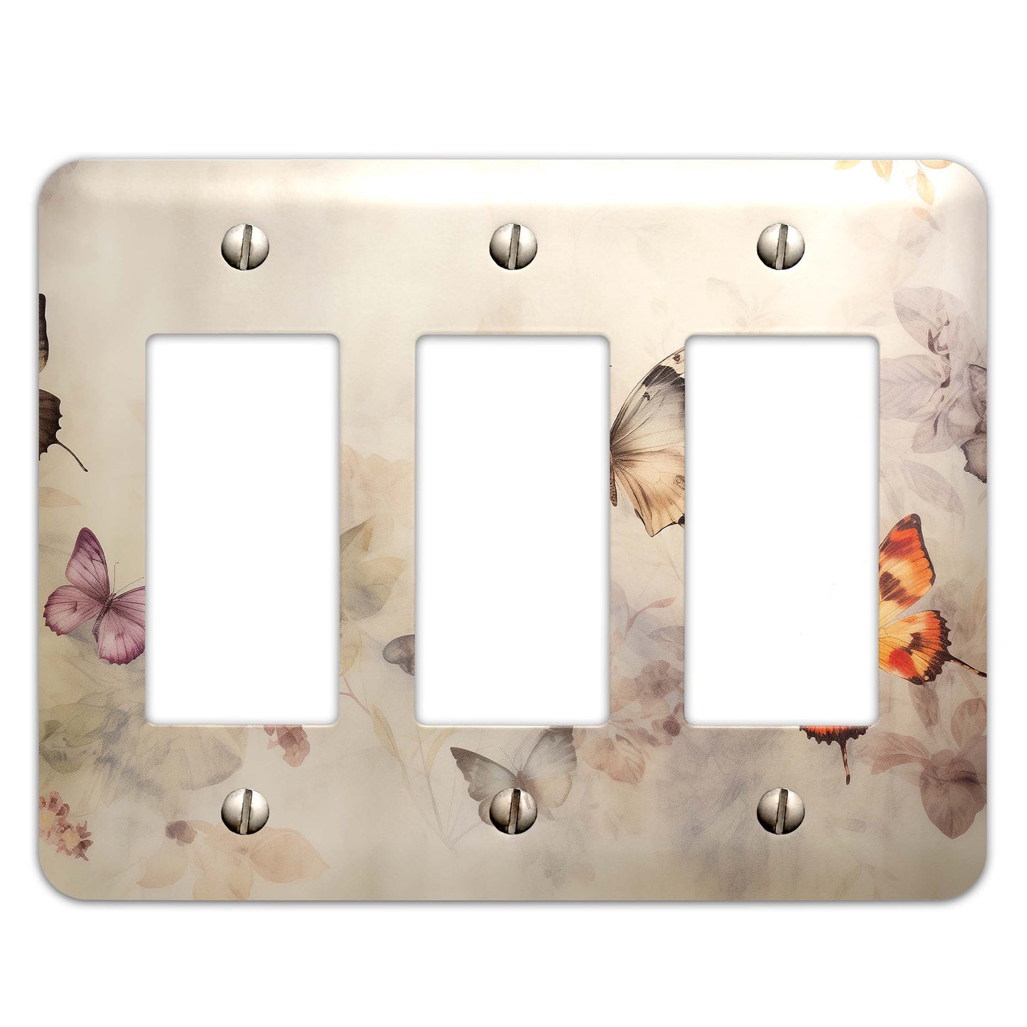 Delicate Watercolor Butterflies Light Switch Cover - Metal SwitchPlate, Multiple Sizes - #5268
