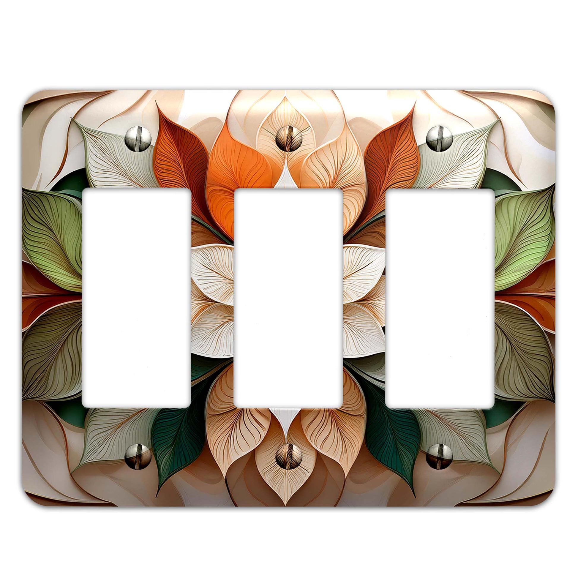 Intricate floral metal switch plate, flowers and leaves light switch cover, botanical metal switch cover, vintage floral wall plate, elegant switch plate