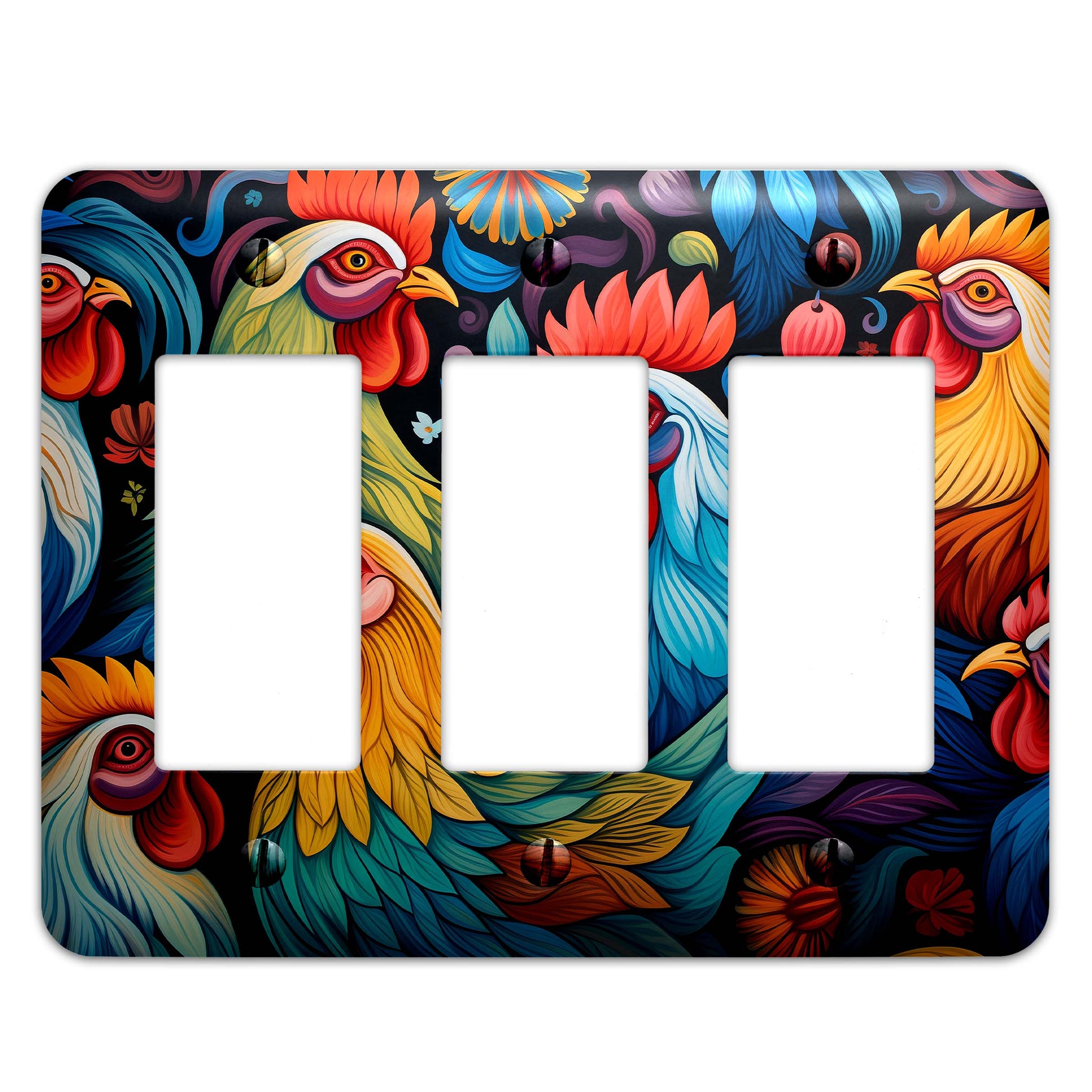 Feathered Fiesta Light Switch Cover – Colorful Decorative Wallplate for Home Decor, Available in Multiple Sizes