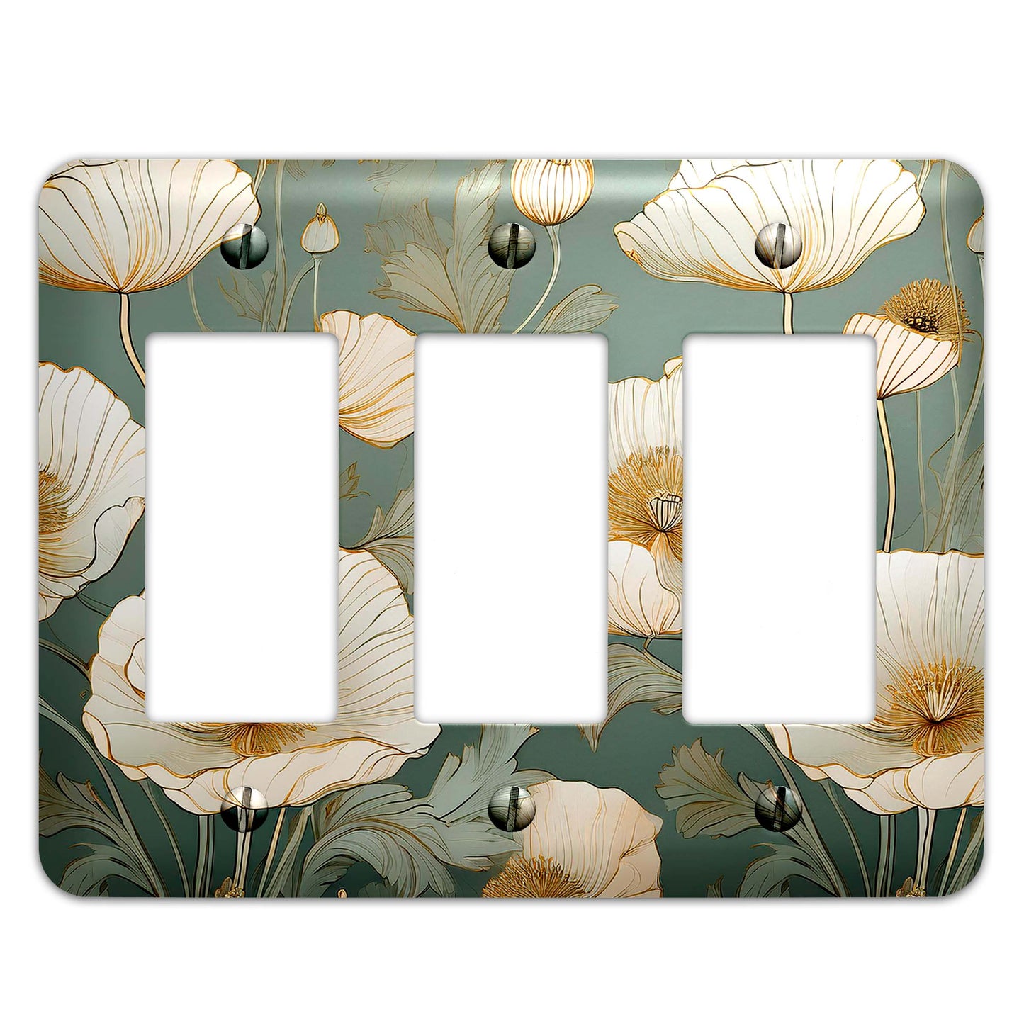 Vintage Floral on Sage Green Decorative Switchplate | Light Switch Cover, Multiple Sizes, Home Decor - #5352