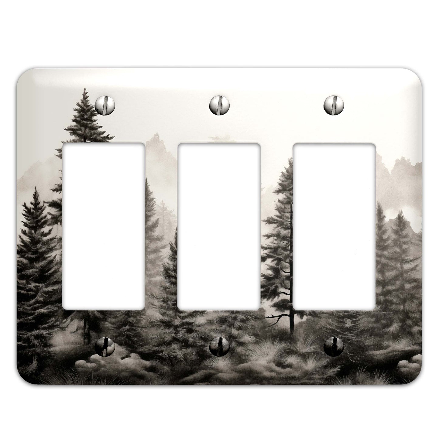 Monochrome Wilderness Decorative Switchplate | Metal Light Switch Cover, Multiple Sizes, Wall Art, Home Decor - #5386