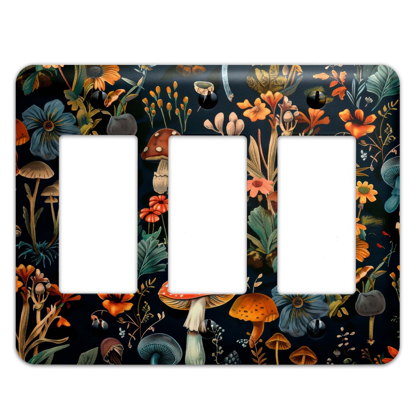 Mystic Mushrooms & Wildflowers Decorative Switchplate | Metal Light Switch Cover, Multiple Sizes, Wall Art, Home Decor - #5388