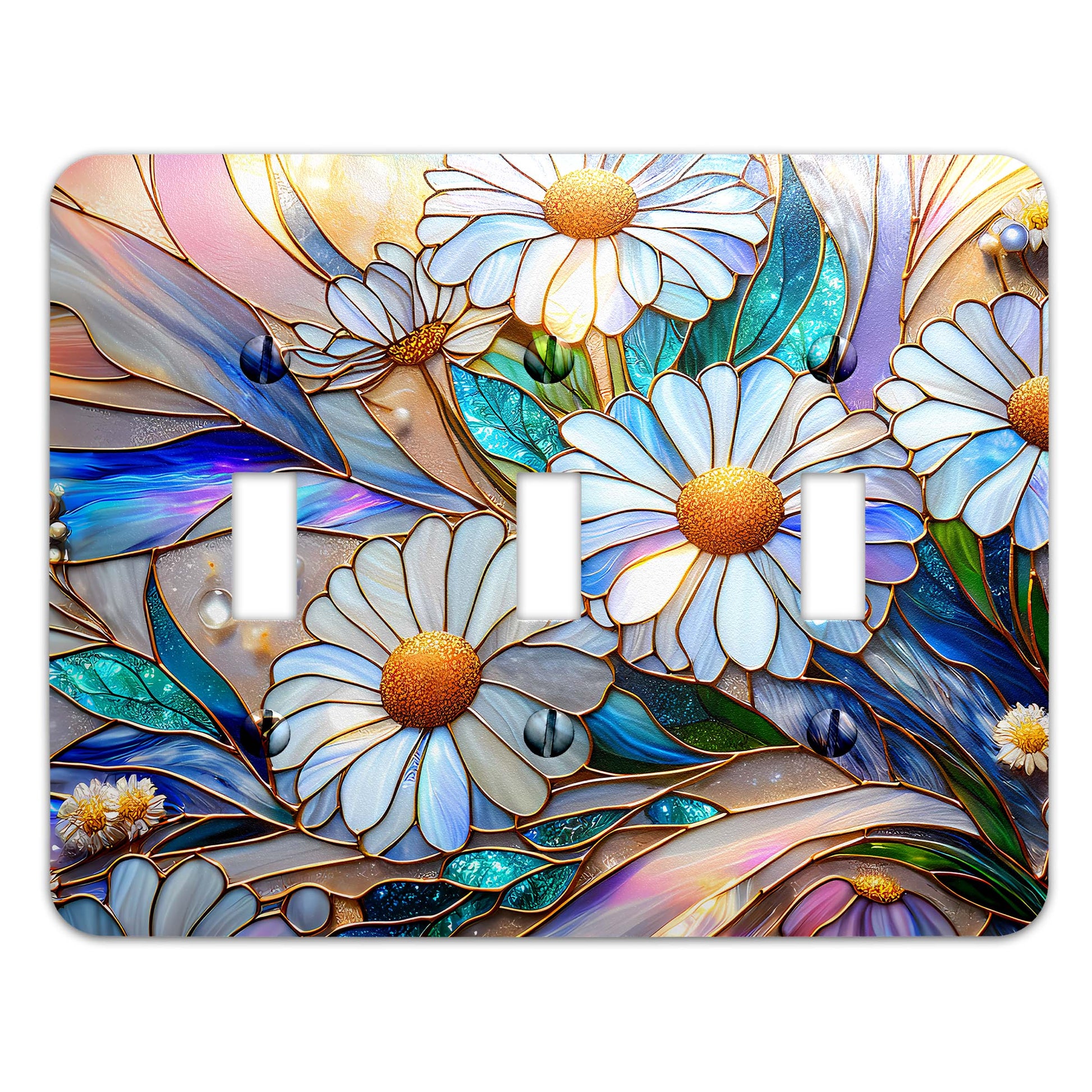 Luminescent Daisies Light Switch Cover - Decorative Floral Wallplate for Home Decor, Multiple Sizes Available