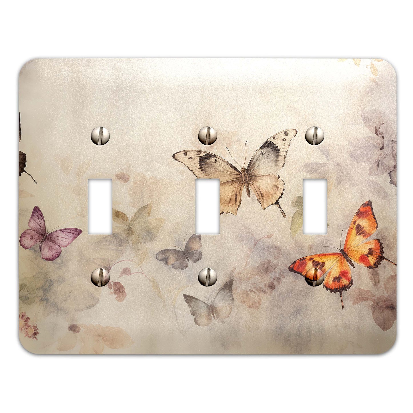 Delicate Watercolor Butterflies Light Switch Cover - Metal SwitchPlate, Multiple Sizes - #5268