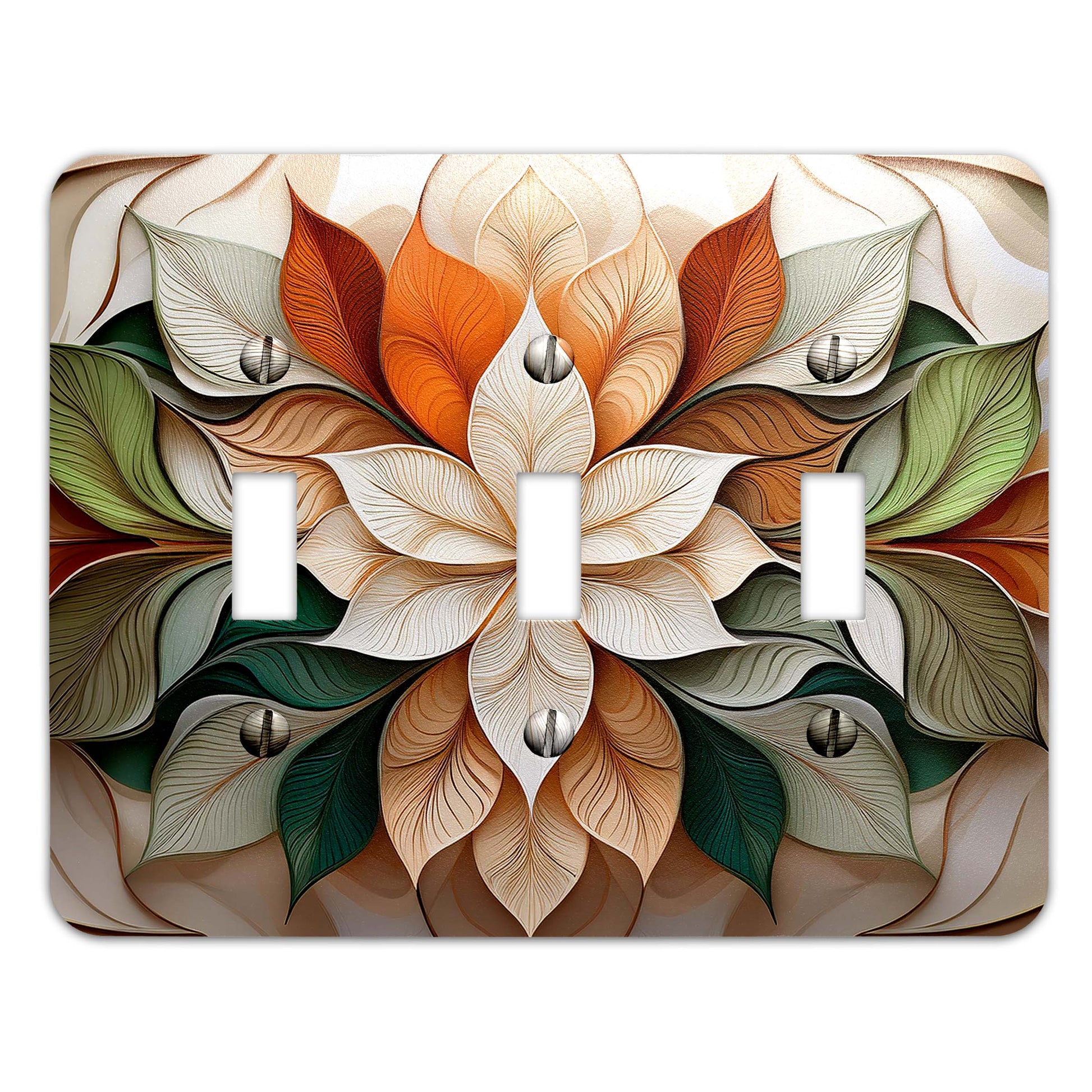 Intricate floral metal switch plate, flowers and leaves light switch cover, botanical metal switch cover, vintage floral wall plate, elegant switch plate