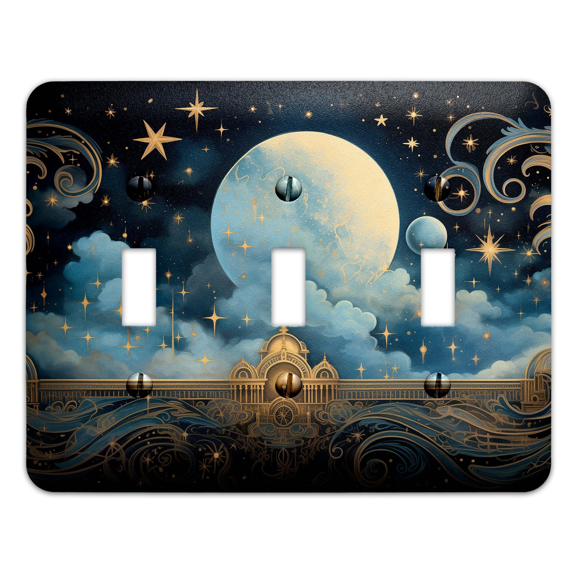 Celestial Punk Light Switch Cover – Decorative wallplate with cosmic galaxy design, perfect for adding an edgy aesthetic to home decor.