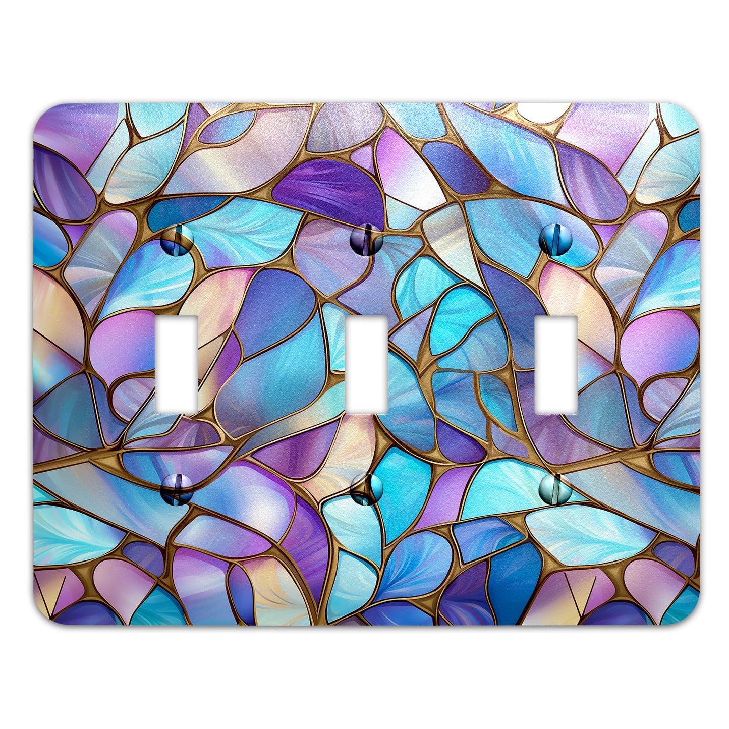 Pastel mosaic stained glass light switch cover, decorative wall plate for home décor, colorful switch cover for light switches