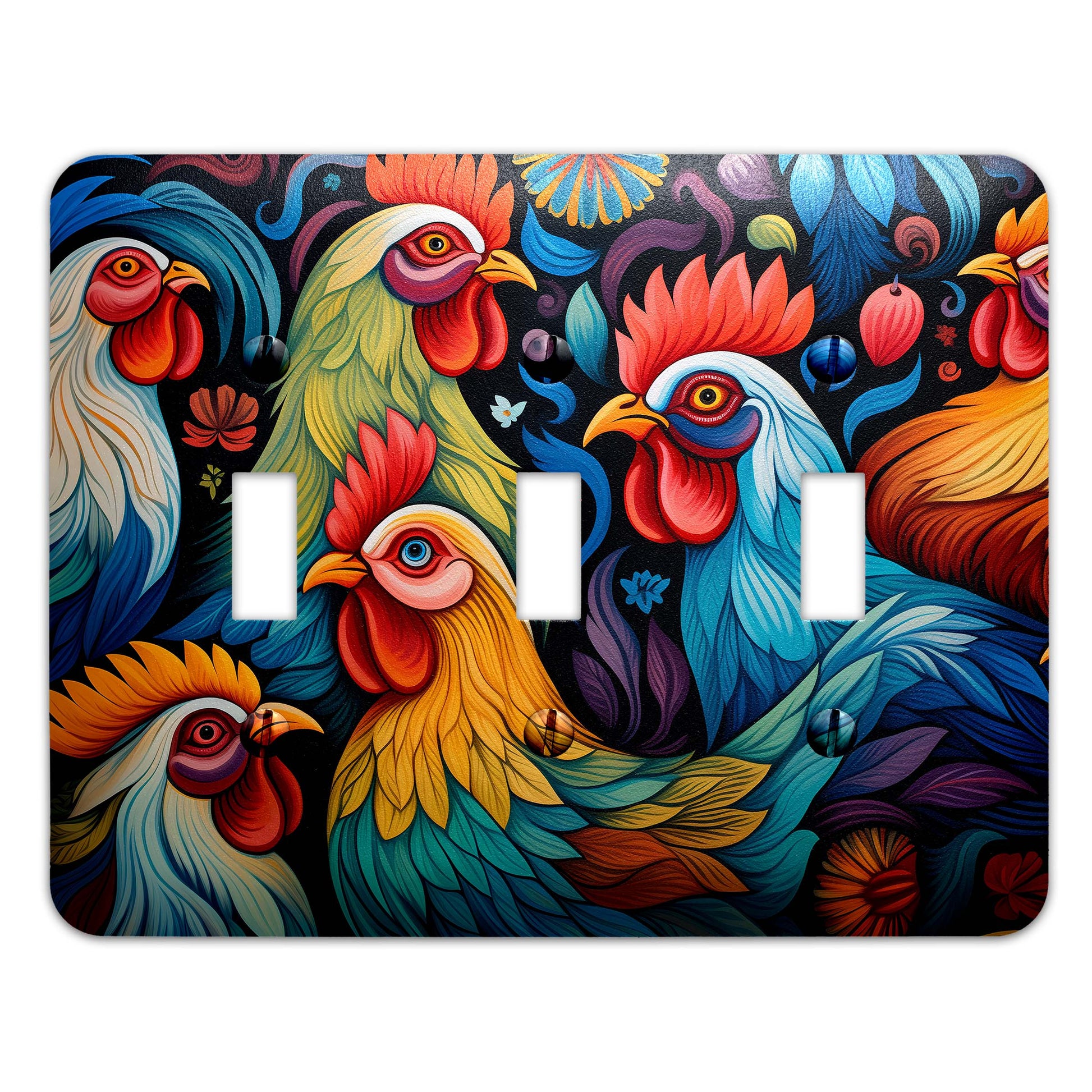 Feathered Fiesta Light Switch Cover – Colorful Decorative Wallplate for Home Decor, Available in Multiple Sizes