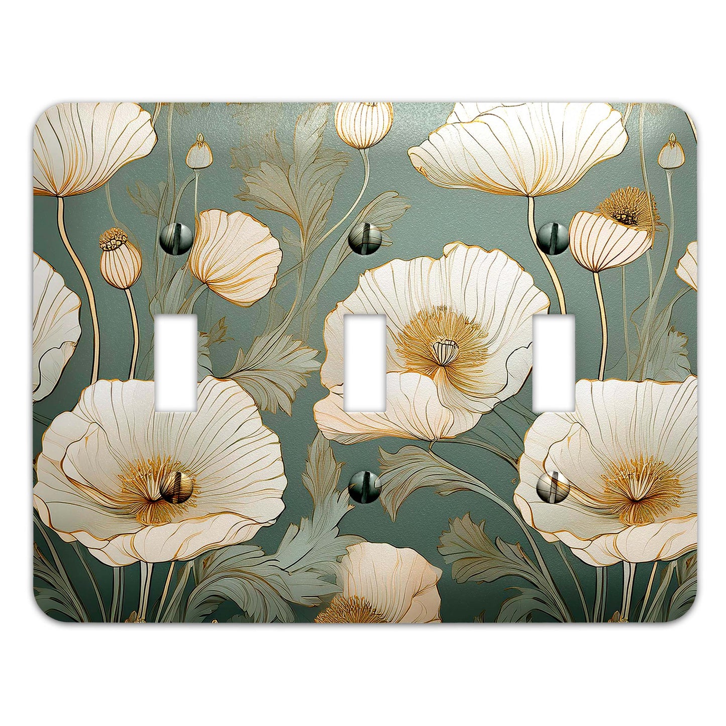 Vintage Floral on Sage Green Decorative Switchplate | Light Switch Cover, Multiple Sizes, Home Decor - #5352