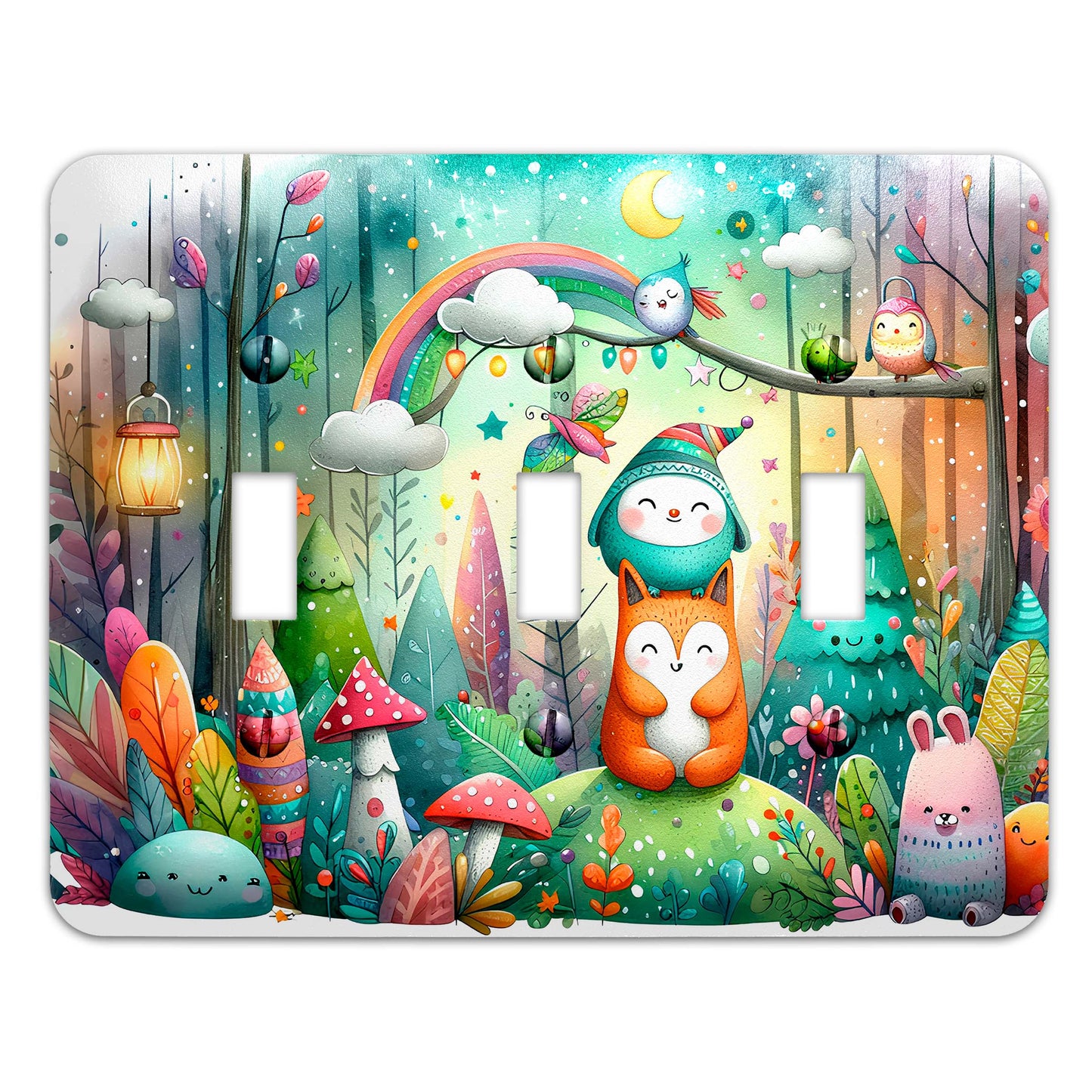Enchanted Forest Friends Decorative Switchplate | Metal Light Switch Cover, Multiple Sizes, Home Decor - #5364