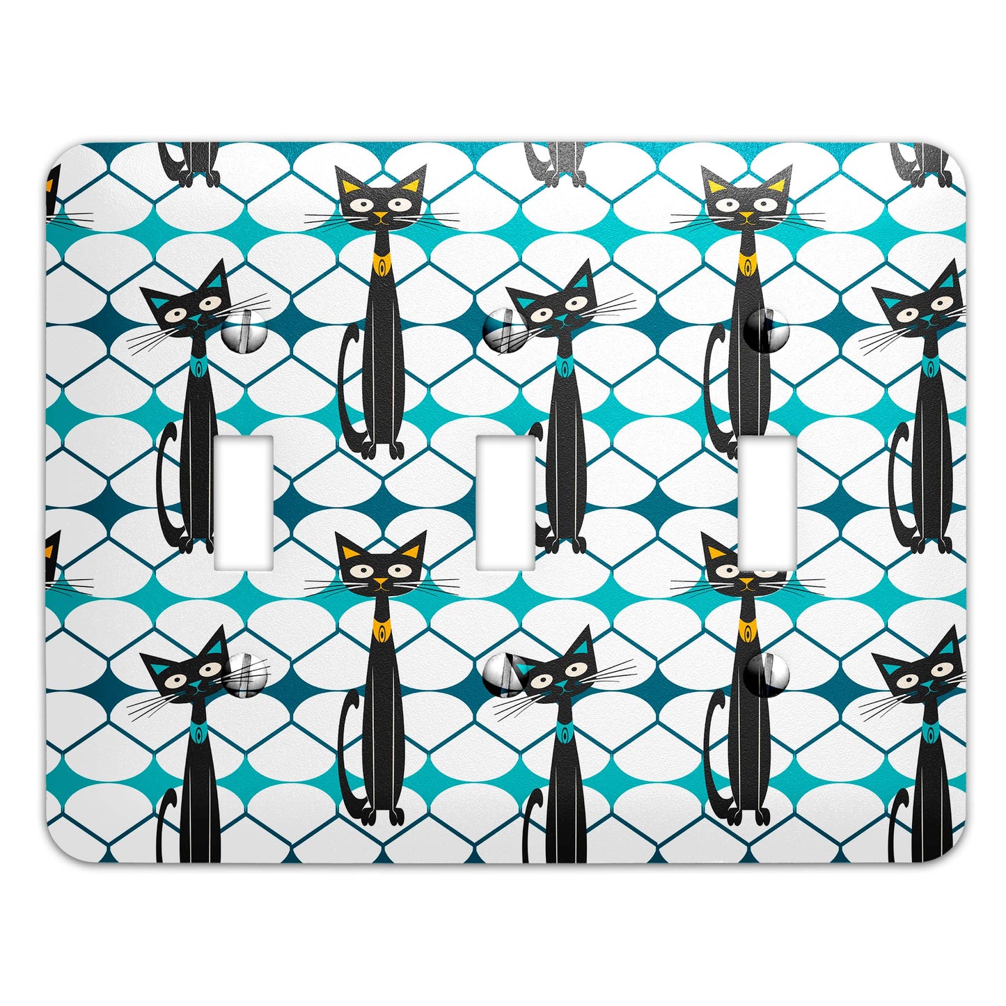Mid Century Modern Atomic Cat Decorative Switchplate | Metal Light Switch Cover, Multiple Sizes, Home Decor - #5369