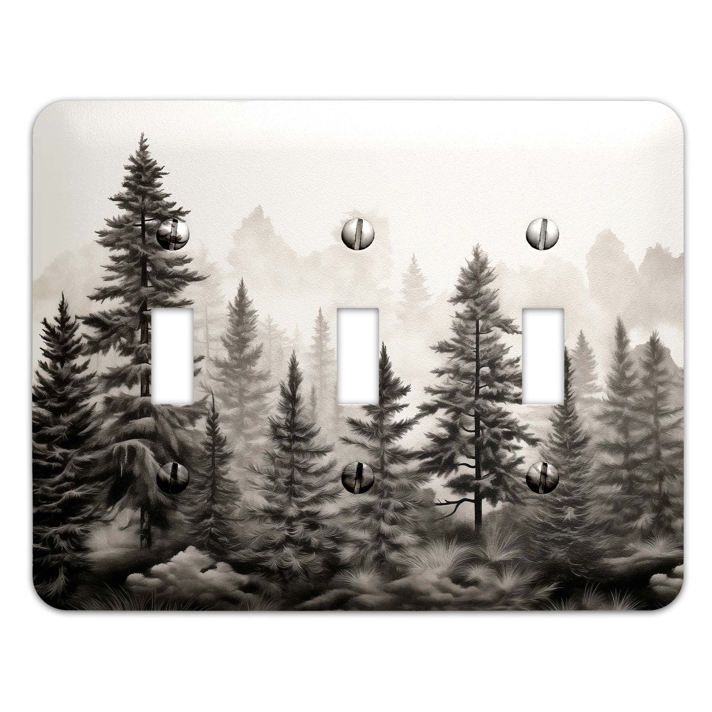 Monochrome Wilderness Decorative Switchplate | Metal Light Switch Cover, Multiple Sizes, Wall Art, Home Decor - #5386