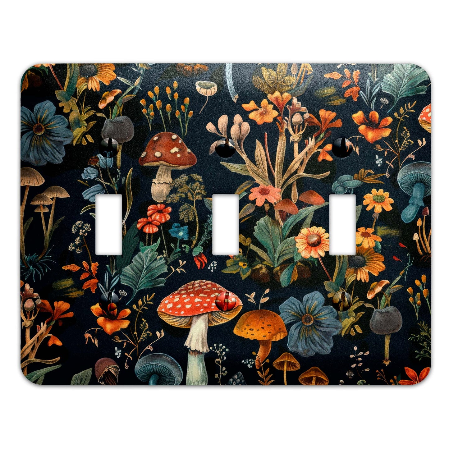 Mystic Mushrooms & Wildflowers Decorative Switchplate | Metal Light Switch Cover, Multiple Sizes, Wall Art, Home Decor - #5388