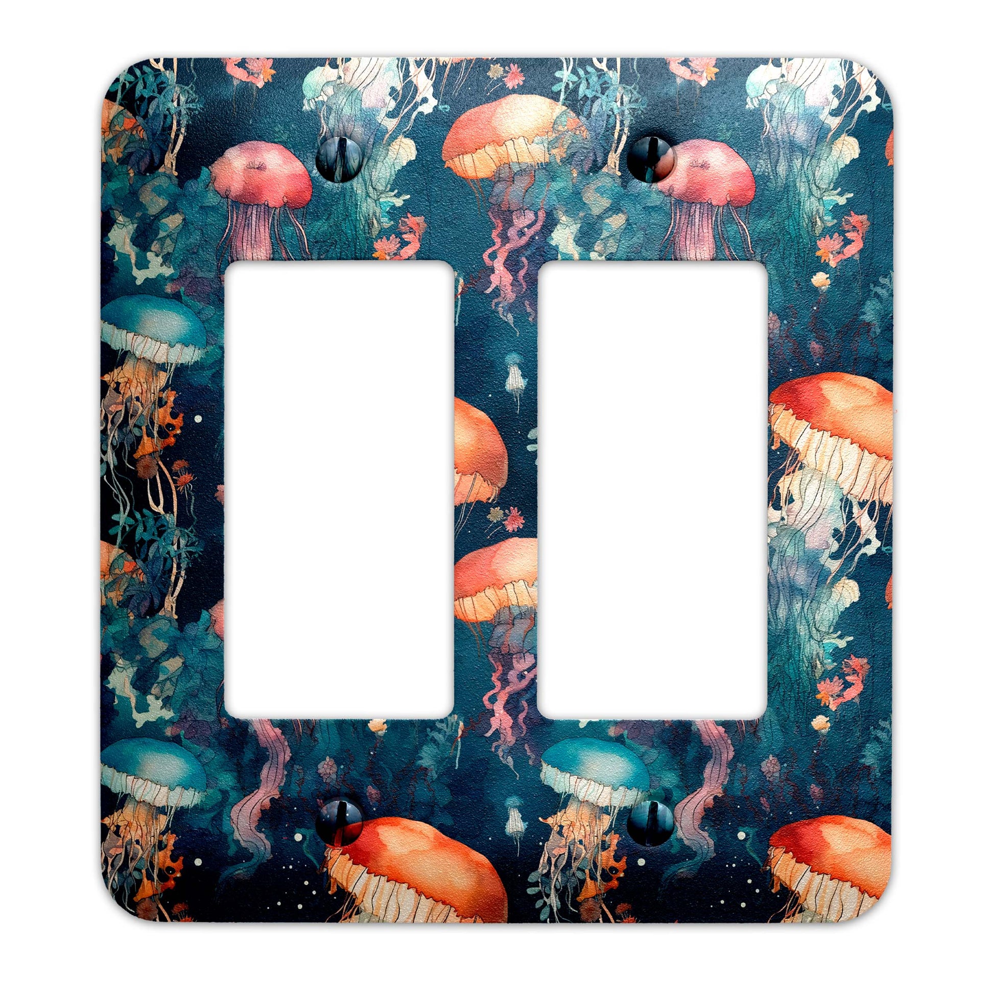 a light switch cover with a picture of jellyfish on it