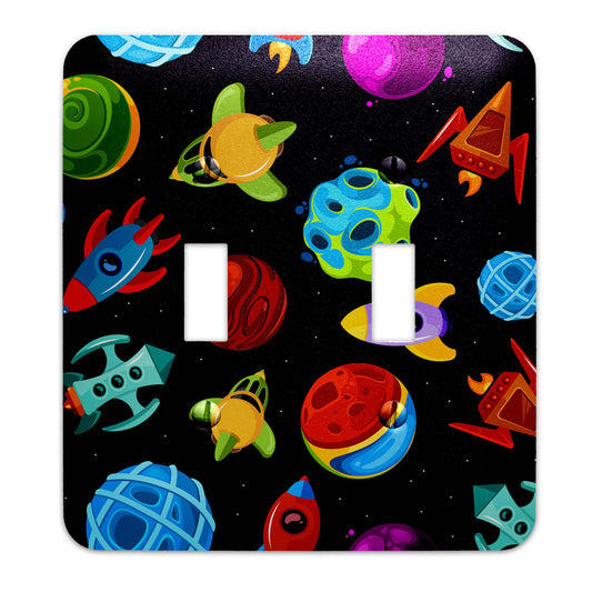 a light switch cover with a space theme