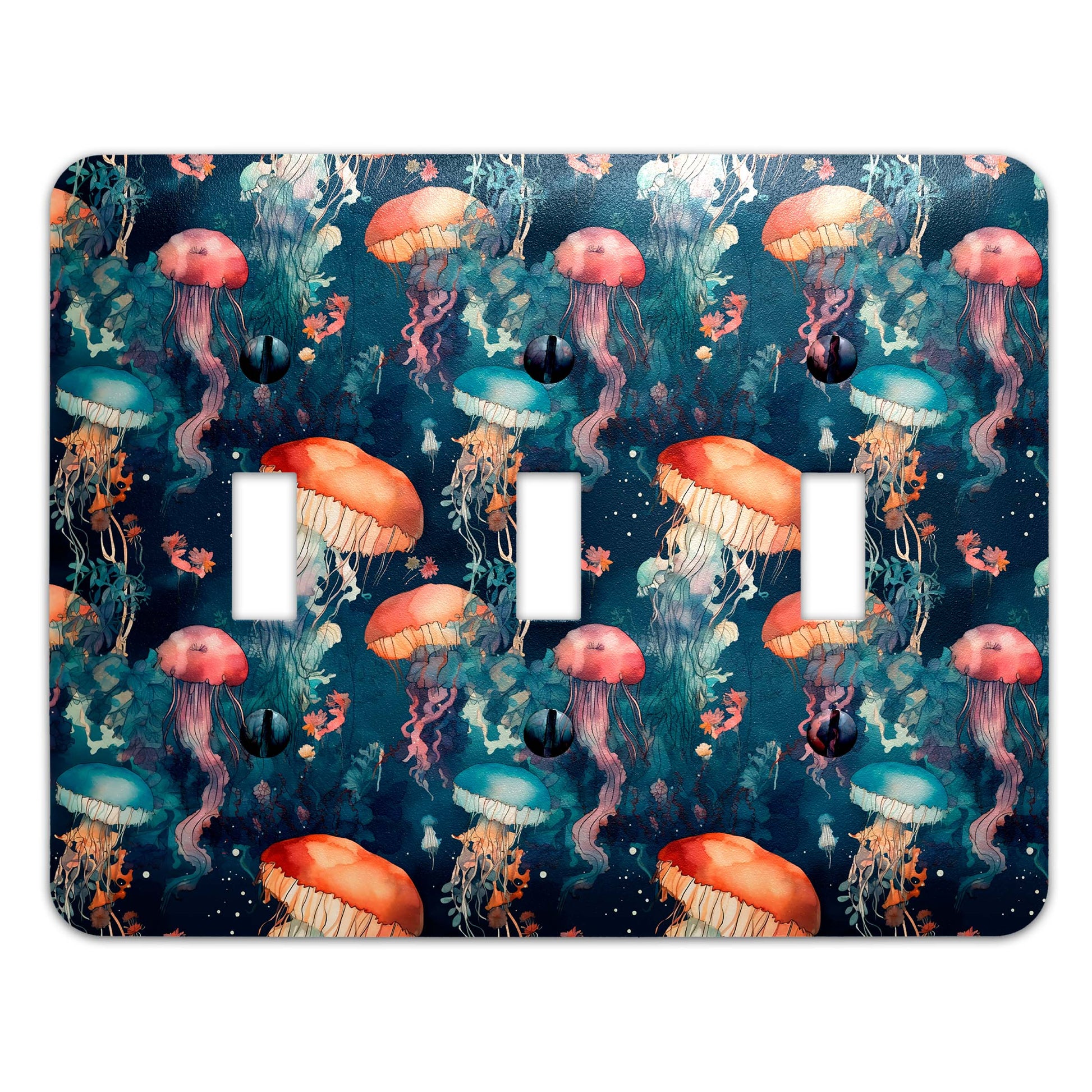 a light switch cover with an image of jellyfish