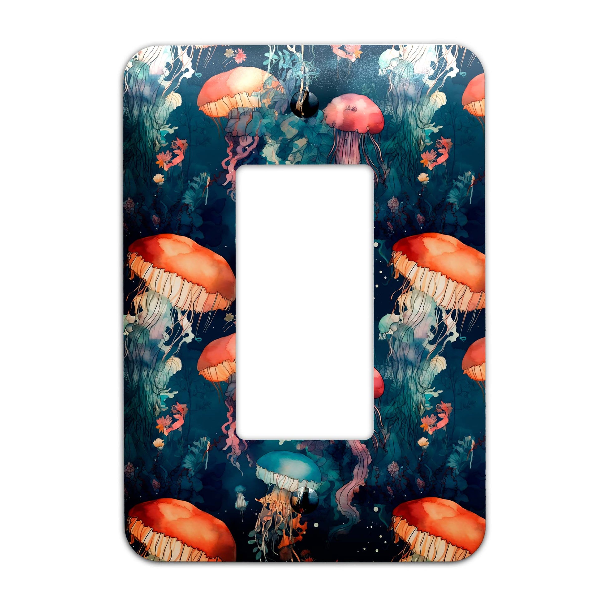 a light switch cover with a picture of jellyfish