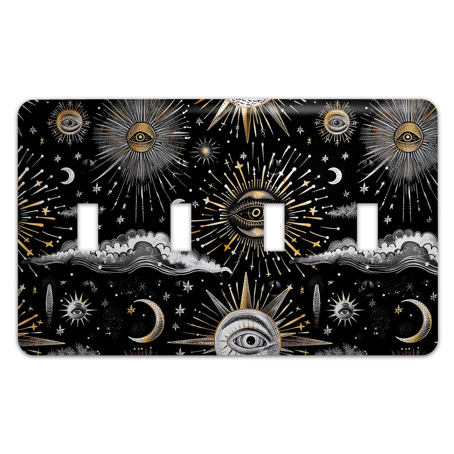 a decorative light switch plate cover with an all seeing eye on it