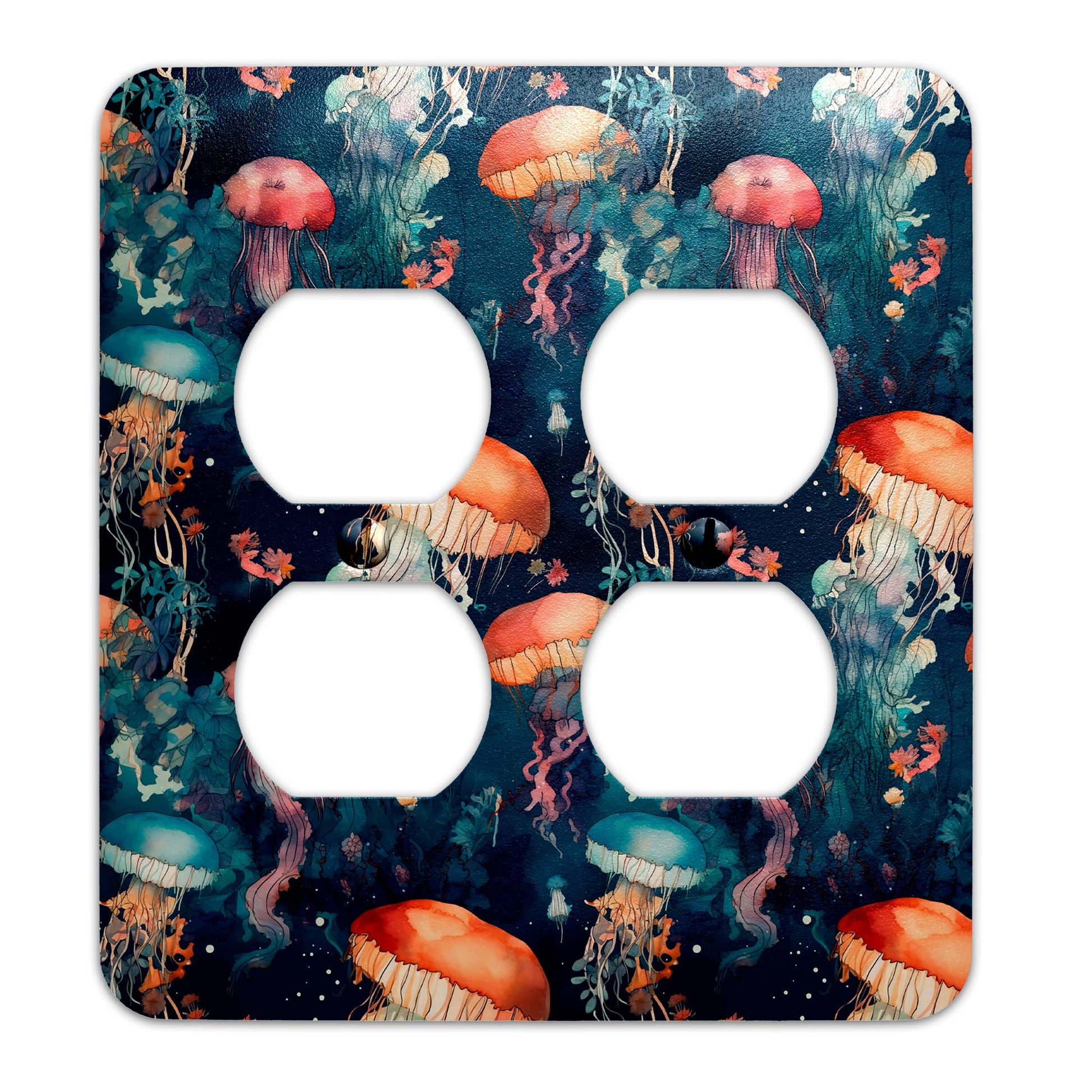 a light switch cover with a picture of jellyfishs