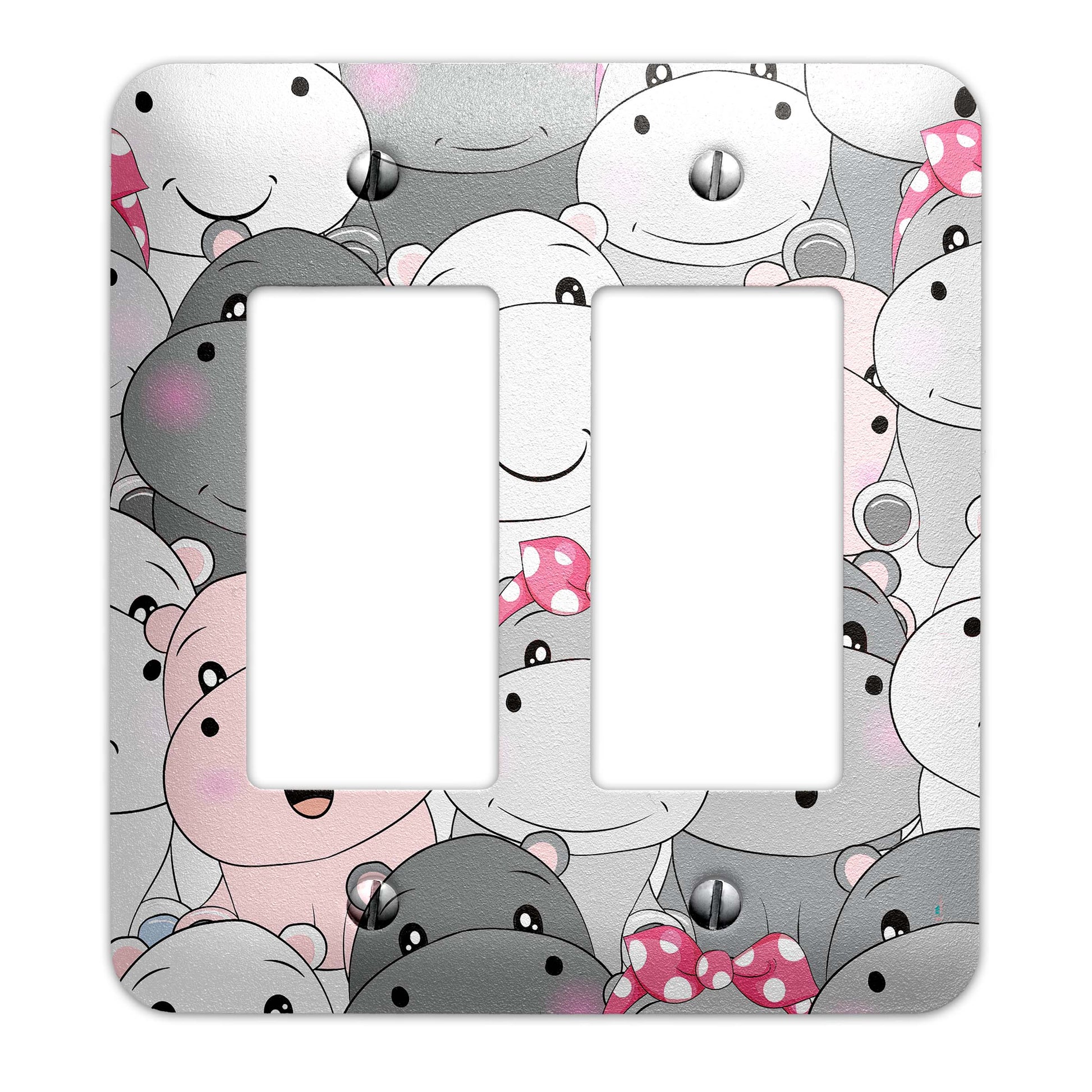 a light switch cover with a bunch of stuffed animals on it