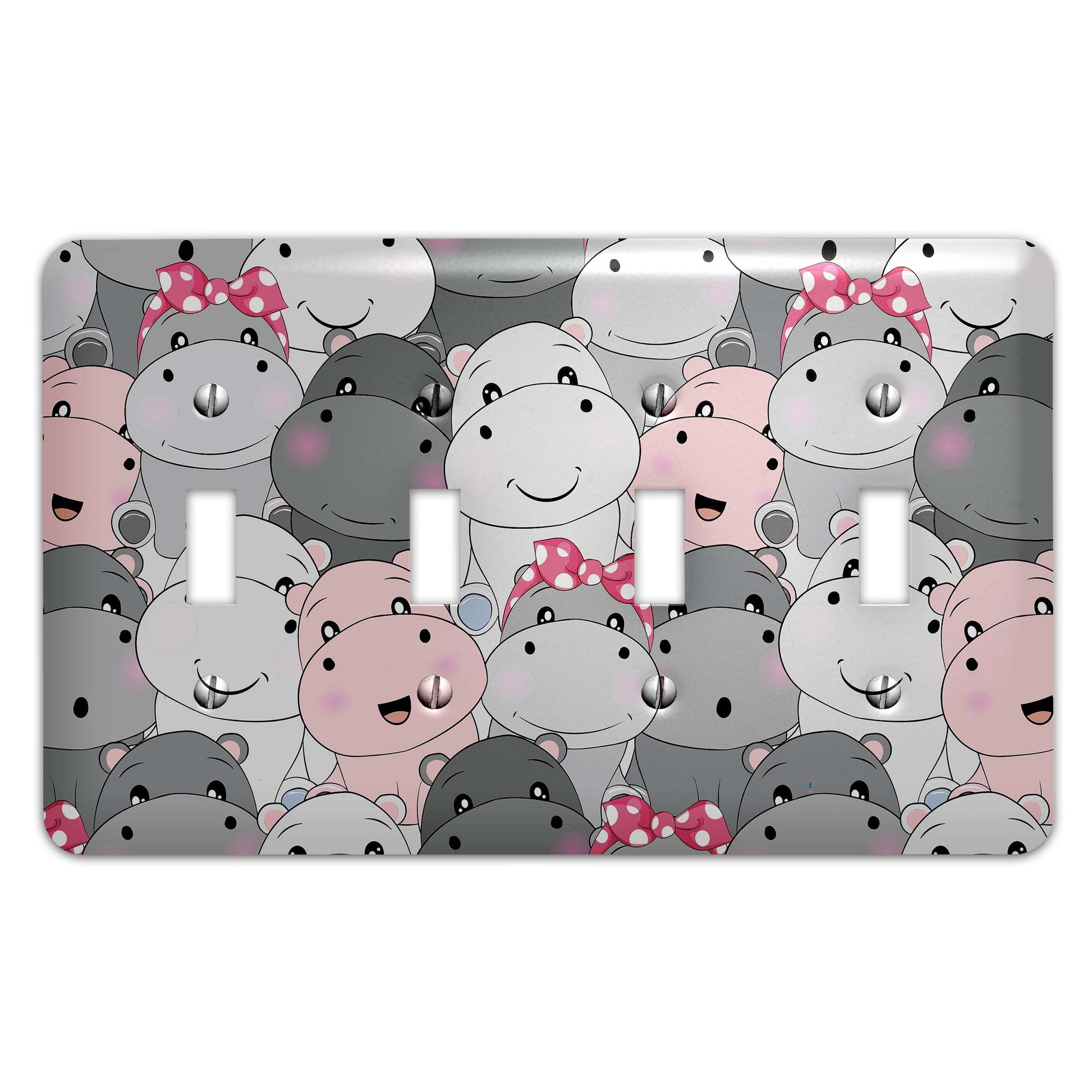 a light switch cover with a bunch of hippos on it